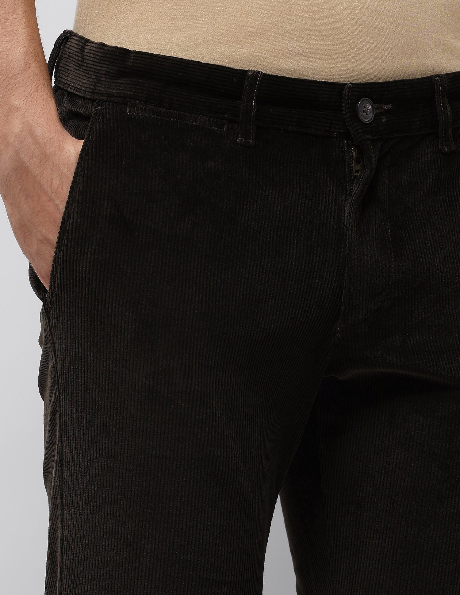 Denver Slim Fit Corduroy Trousers Dark Olive - U.S. POLO ASSN. | Large