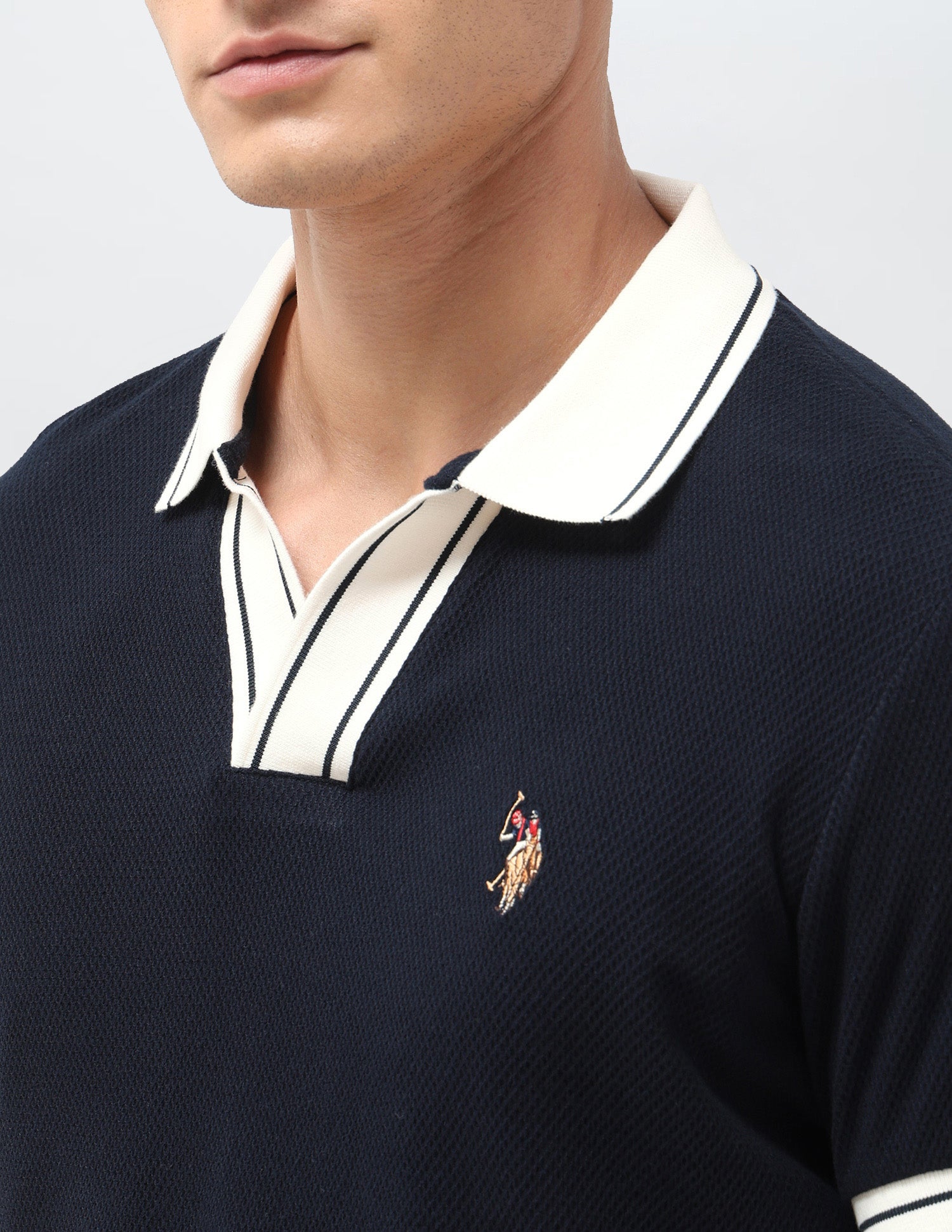 Solid Slim Fit Polo Shirt Navy - U.S. Polo Assn. India | Large