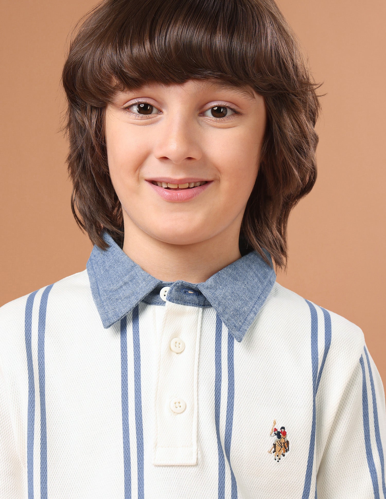 Vertical Striped Regular Fit Polo Shirt Off White - U.S. Polo Assn. India | Large