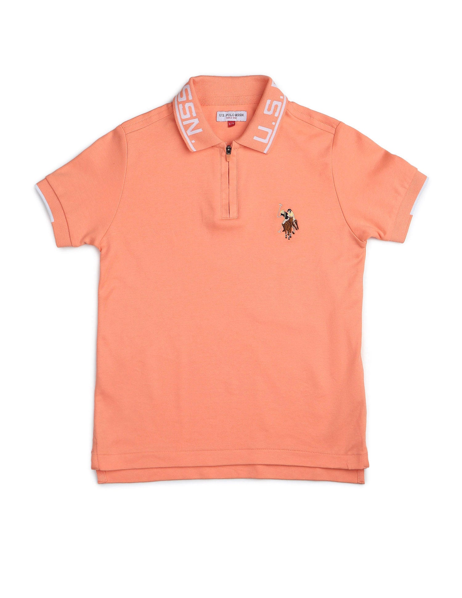 Boys Solid Regular Fit Polo Shirt Light Orange - U.S. POLO ASSN. | Large