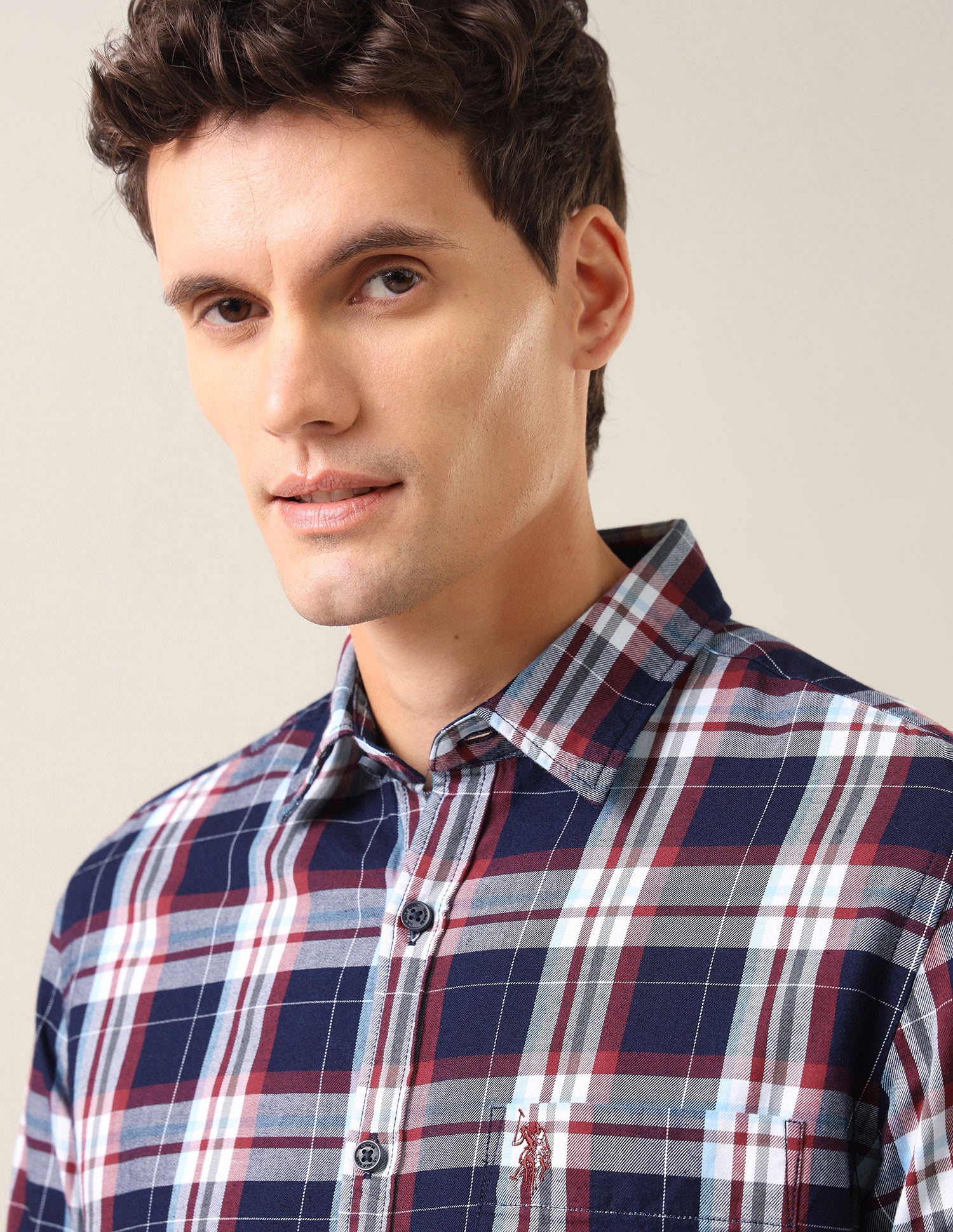 Plaid Checked Twill Shirt Red - U.S. Polo Assn. India | Large