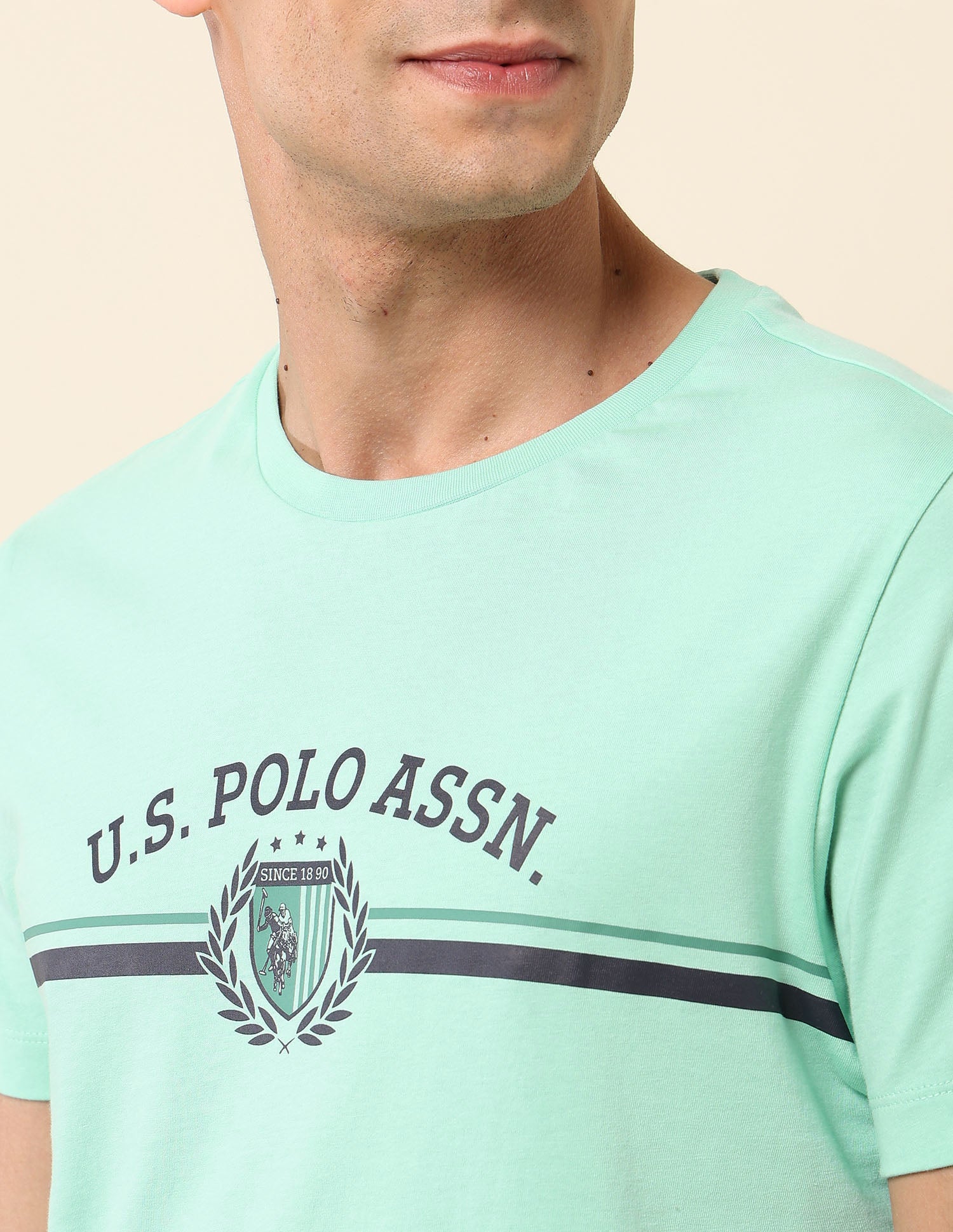 Slim Fit Brand Printed T-Shirt Aqua - U.S. Polo Assn. India | Large