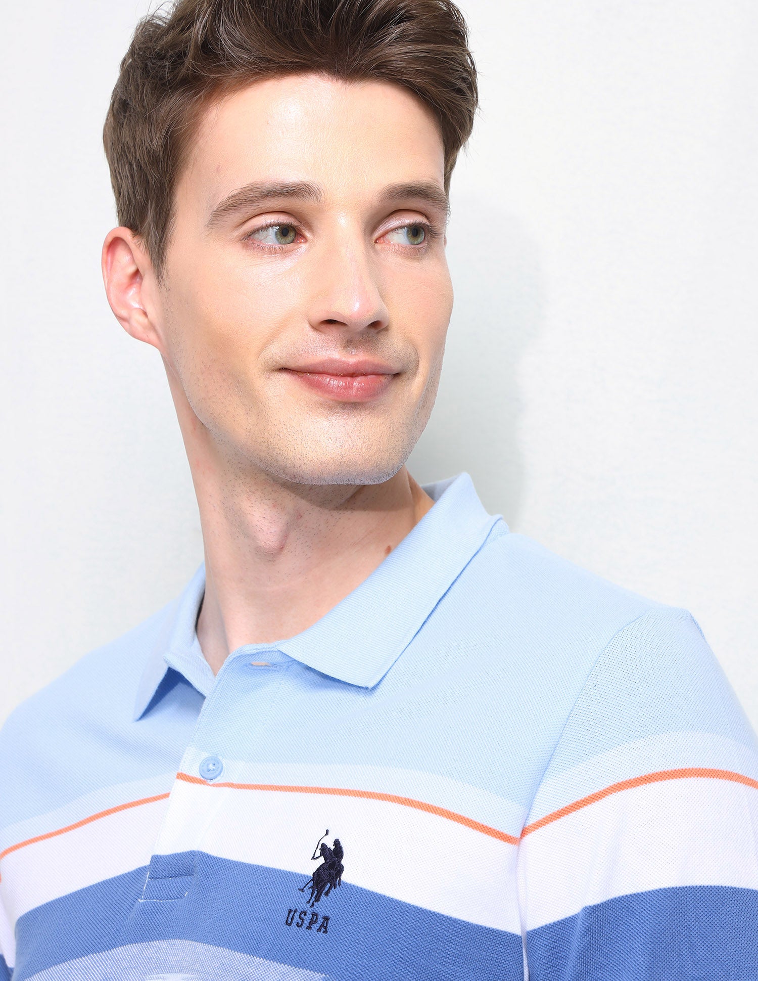 Horizontal Striped Slim Fit Polo Shirt Light Blue - U.S. Polo Assn. India | Large