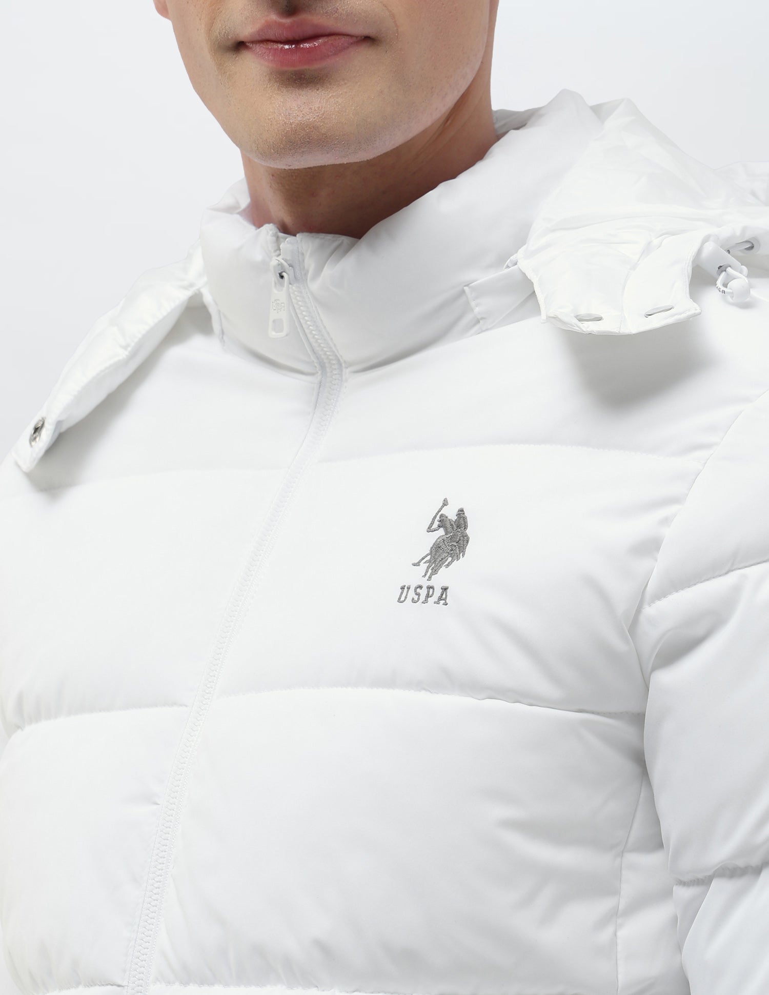 Detachable Hood Puffer Jacket White - U.S. Polo Assn. India | Large