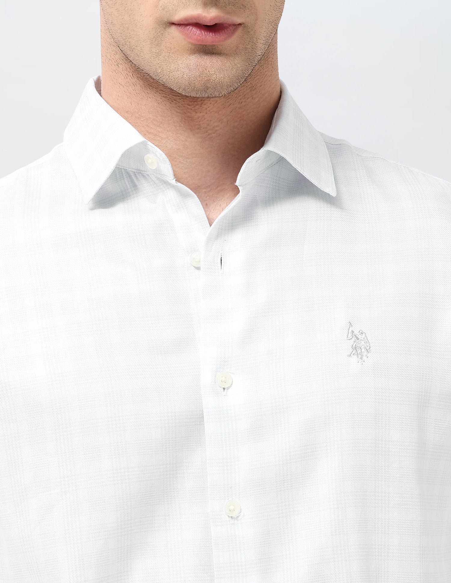 Twill Tailored Fit Shirt Ivory - U.S. POLO ASSN. | Large