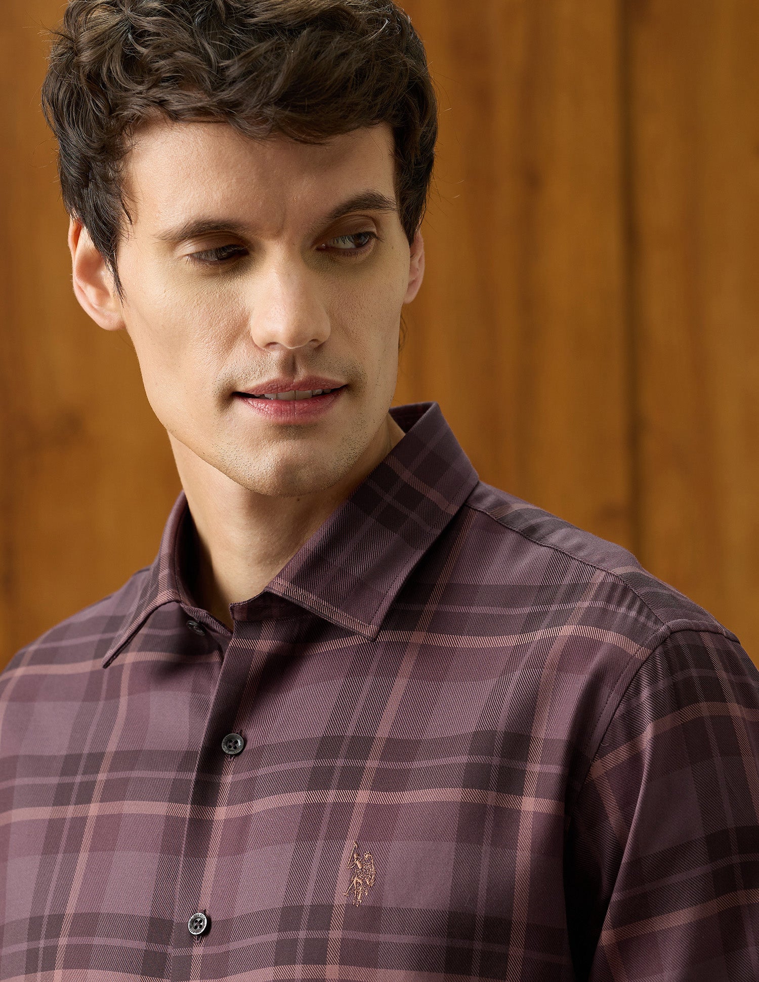 Plaid Checked Twill Shirt Burgundy - U.S. Polo Assn. India | Large