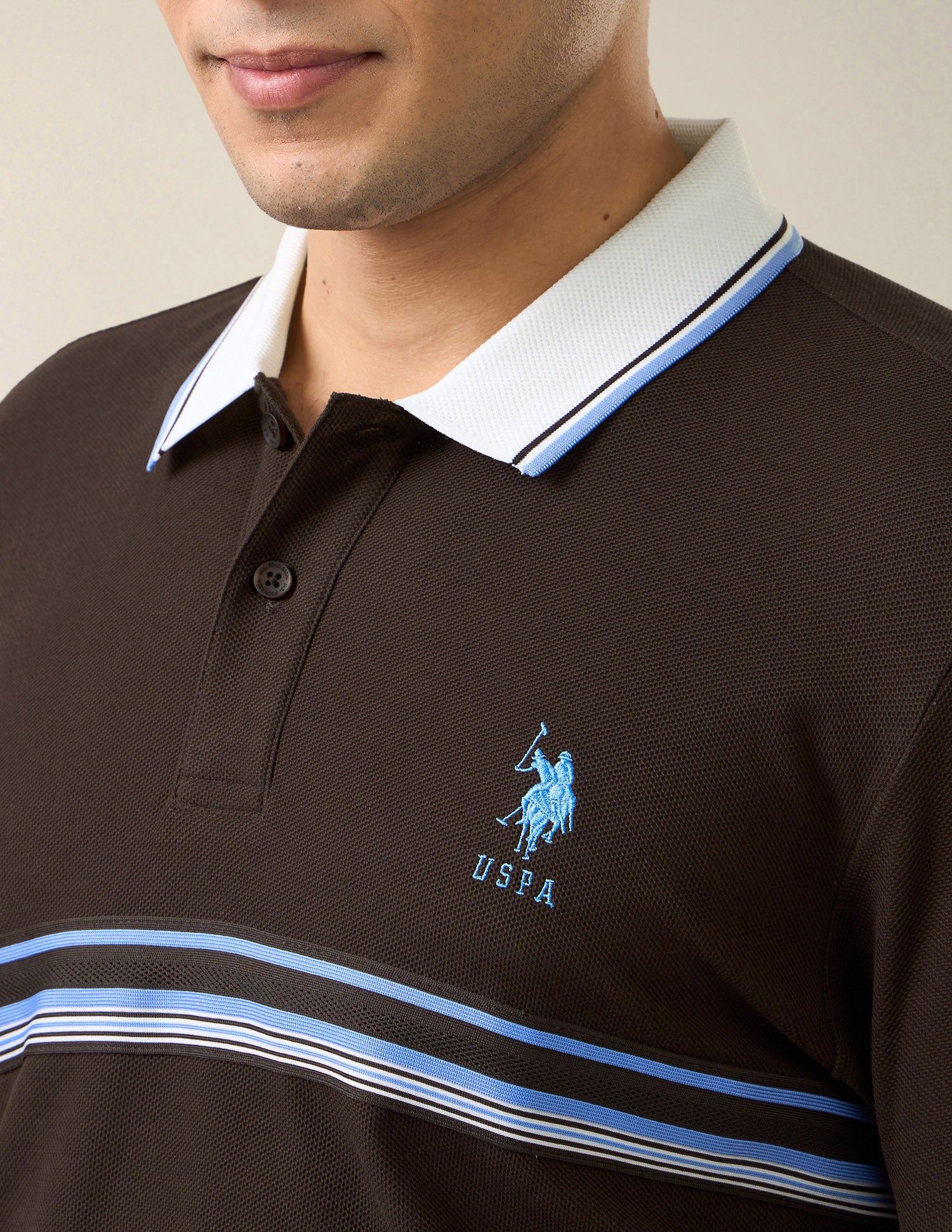Solid Slim Fit Polo Shirt Brown - U.S. Polo Assn. India | Large