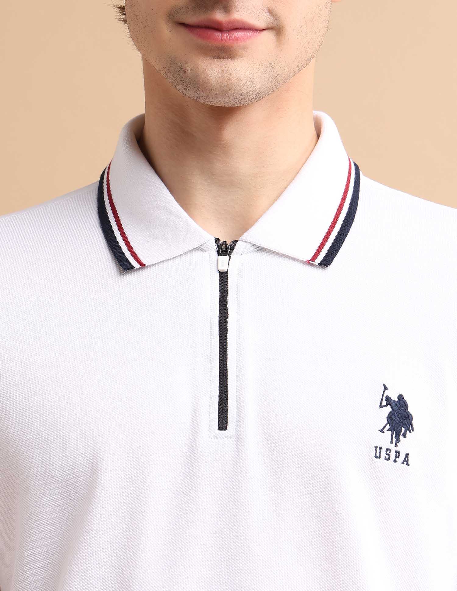 Tipped Zipper Polo Shirt - Main Image