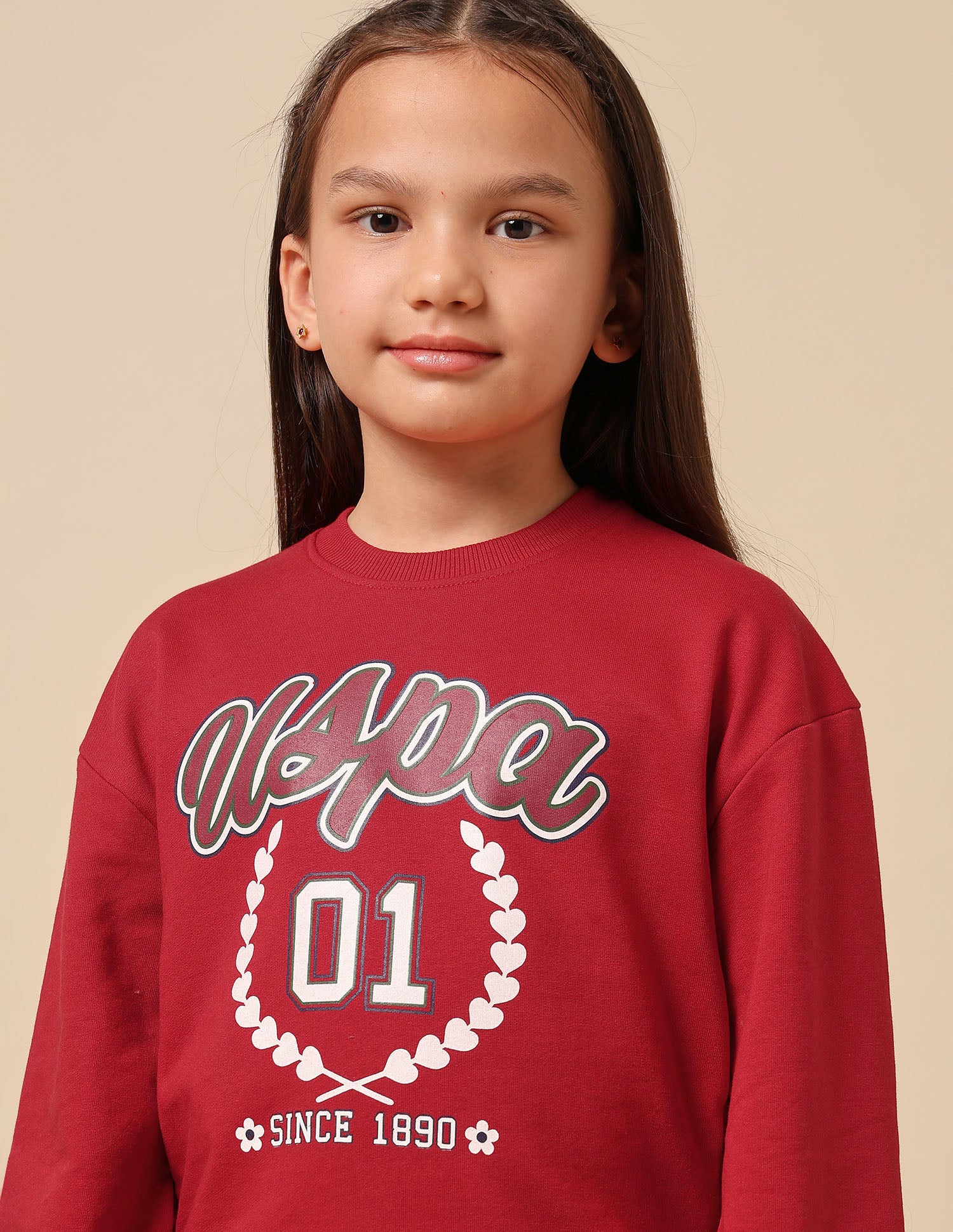 Girls Brand Printed Numeric Sweatshirt Red - U.S. POLO ASSN. | Large