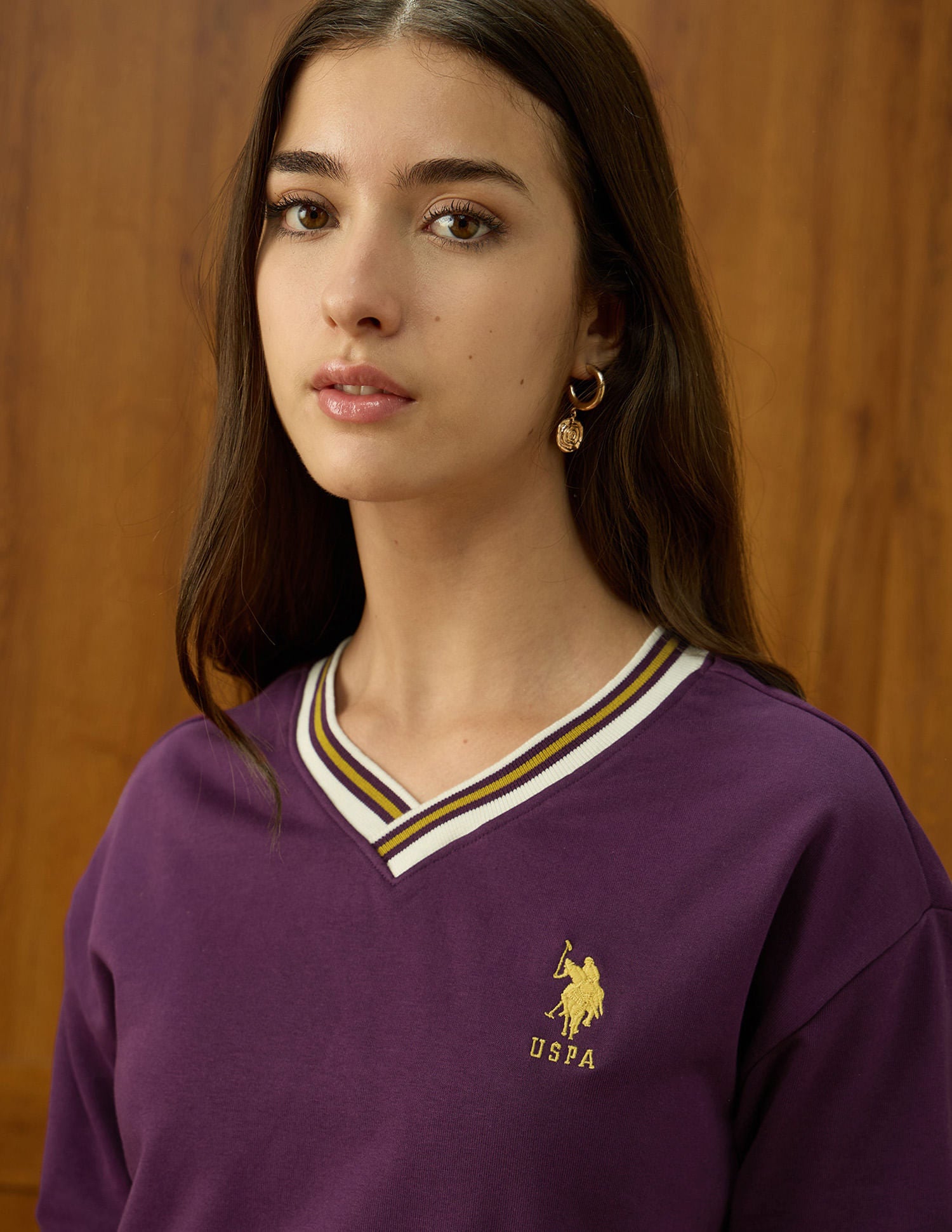 Solid Regular Fit Sweatshirt Purple - U.S. POLO ASSN. | Large