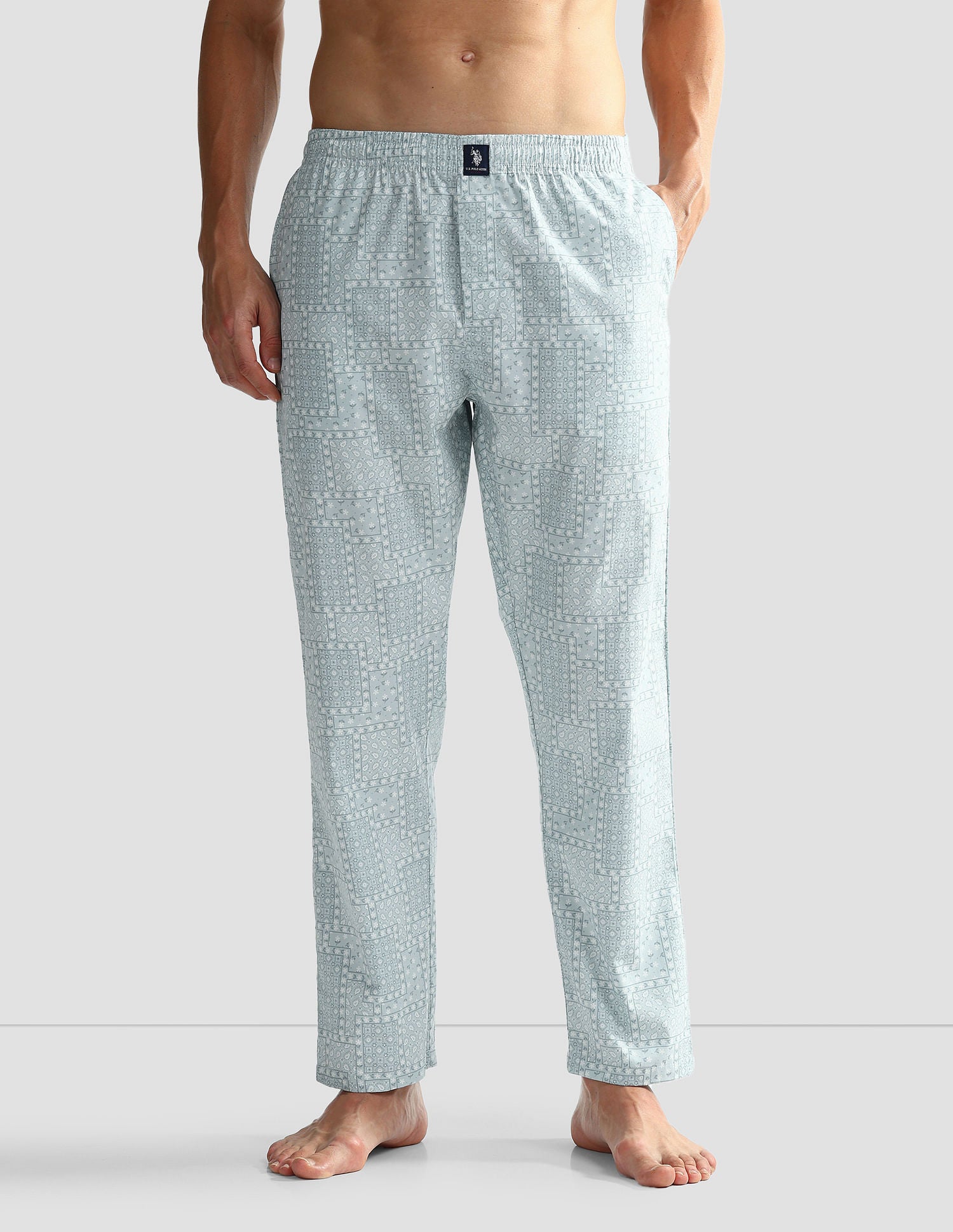 Mid Rise Printed OELP7 Lounge Track Pants - Pack Of 1 Sterling Blue - U.S. POLO ASSN. | Large