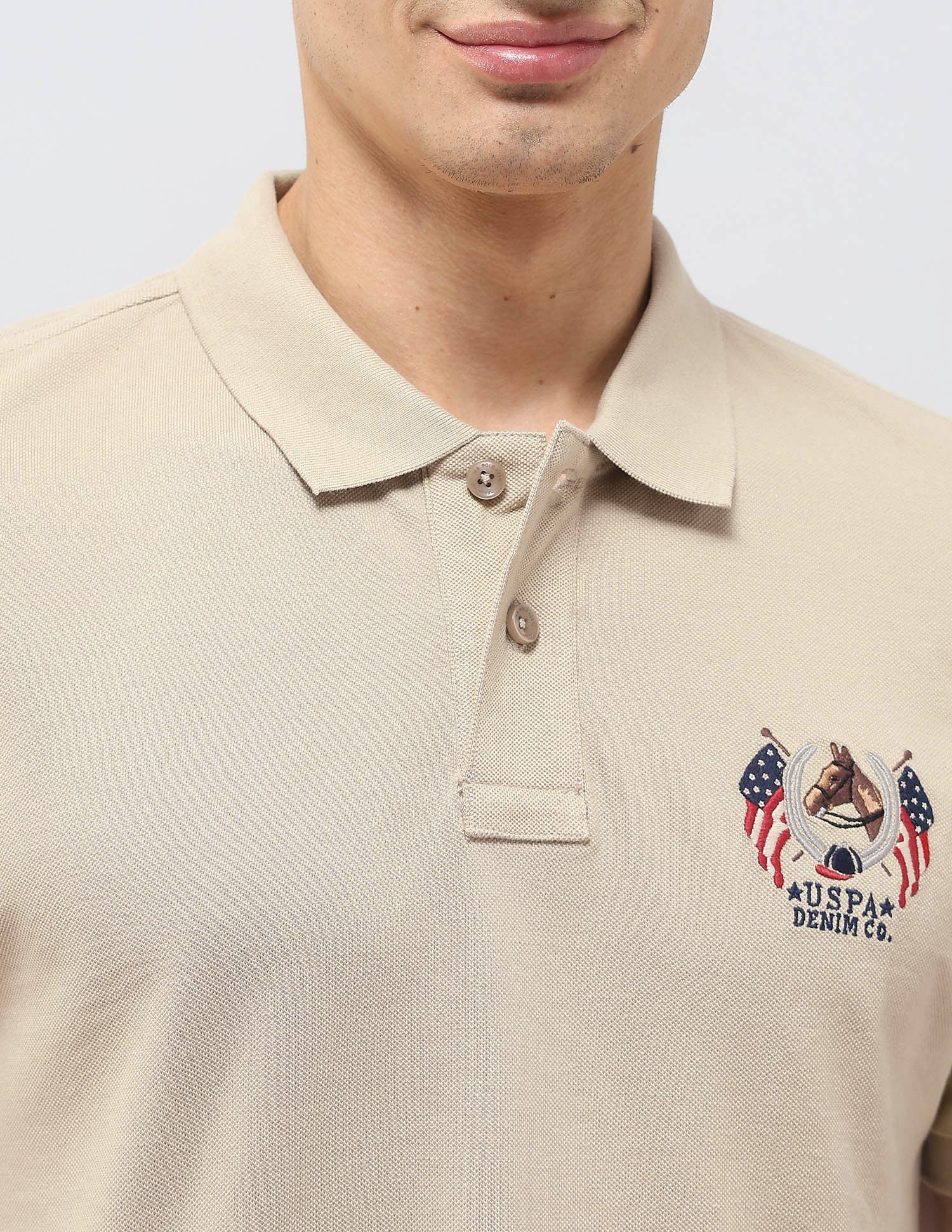 Solid Muscle Fit Polo Shirt Stone - U.S. POLO ASSN. | Large