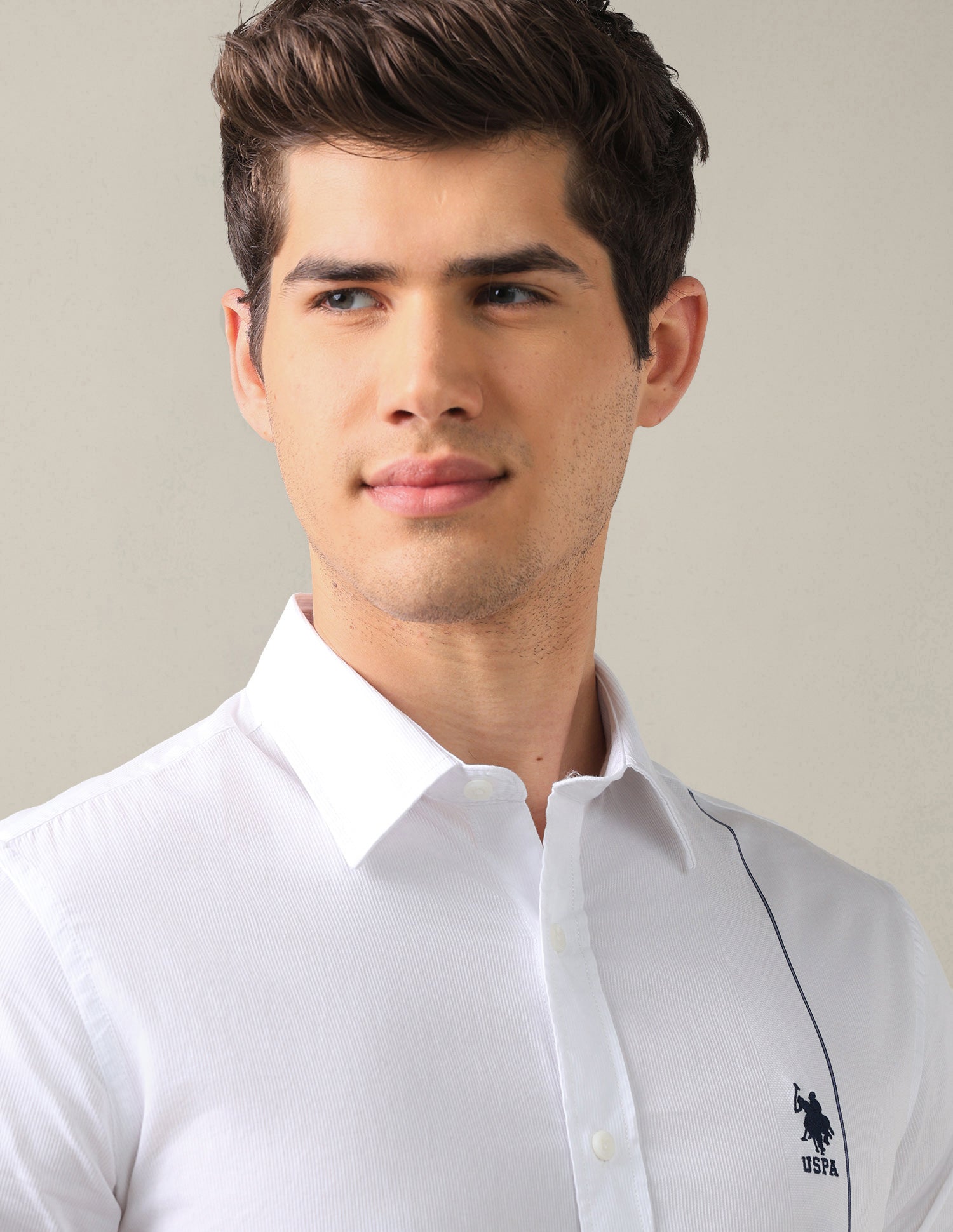Dobby Tailored Fit Shirt White - U.S. Polo Assn. India | Large