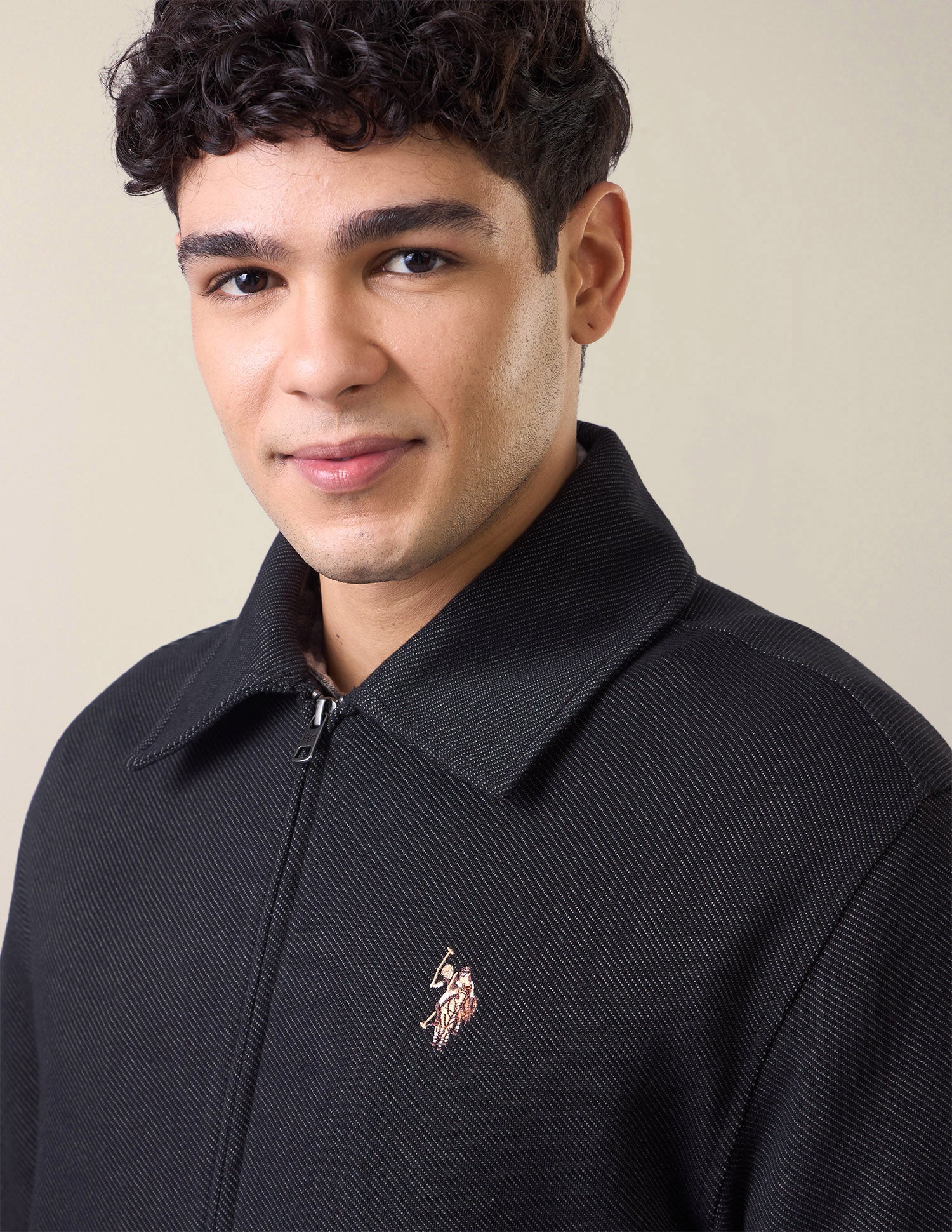 Solid Regular Fit Zipper Sweatshirt Black - U.S. Polo Assn. India | Large