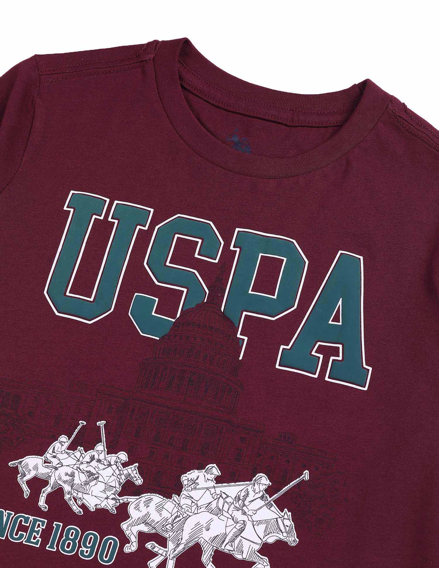 Boys Pure Cotton Regular T-shirt Red - U.S. Polo Assn. India | Large