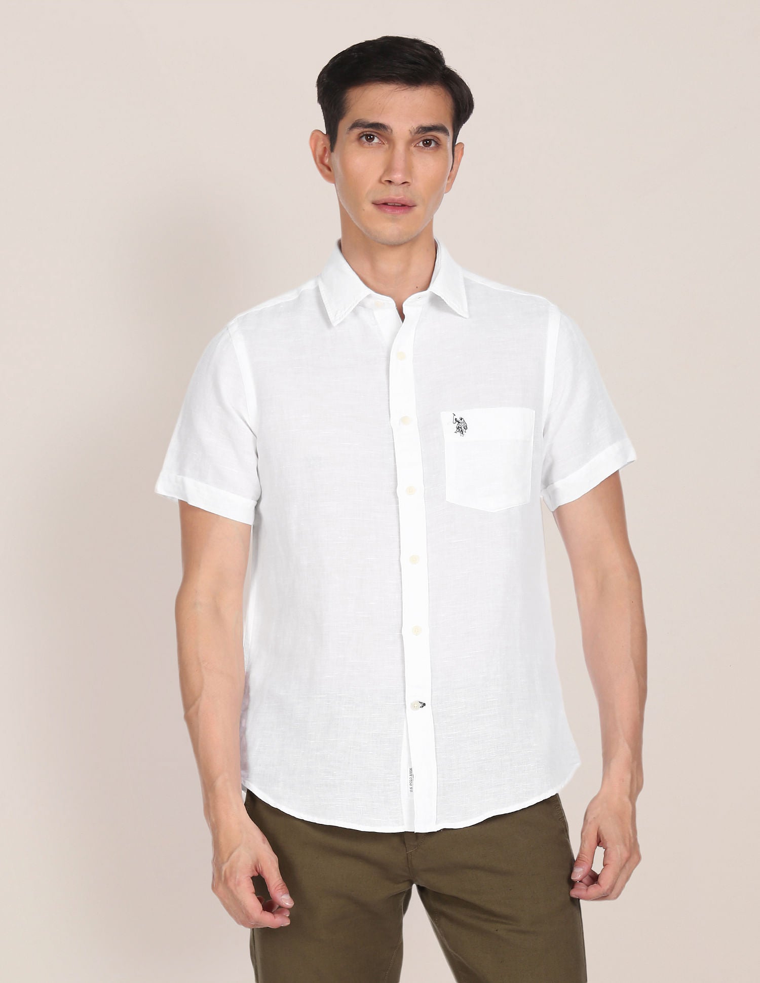 Men White Short Sleeve Solid Casual Shirt – U.S. Polo Assn. India