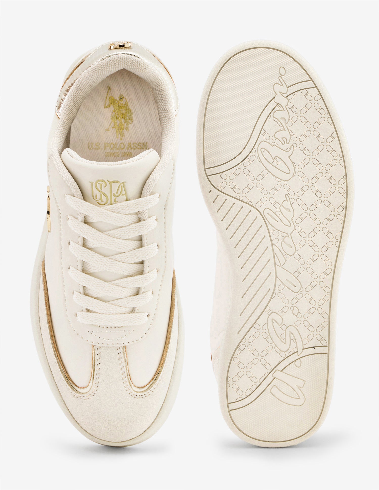 Marcelline Lace-Ups Suede Sneakers Beige - U.S. Polo Assn. India | Large