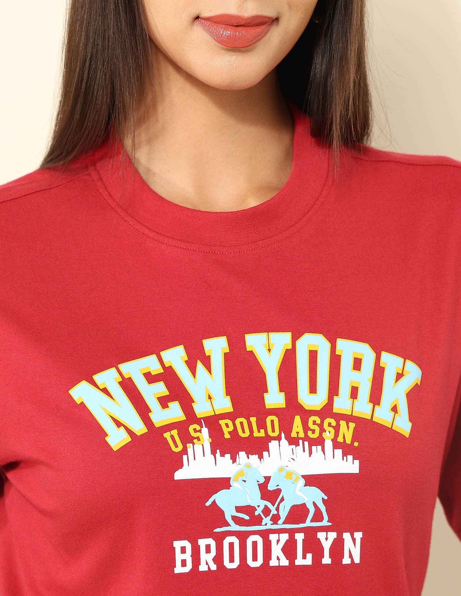 Boxy Fit Typography Printed T-Shirt Red - U.S. POLO ASSN. | Large