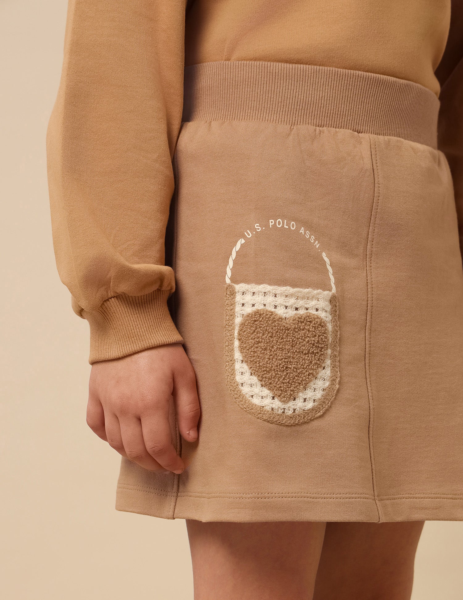 Girls Solid A-Line Skirt Light Brown - U.S. POLO ASSN. | Large