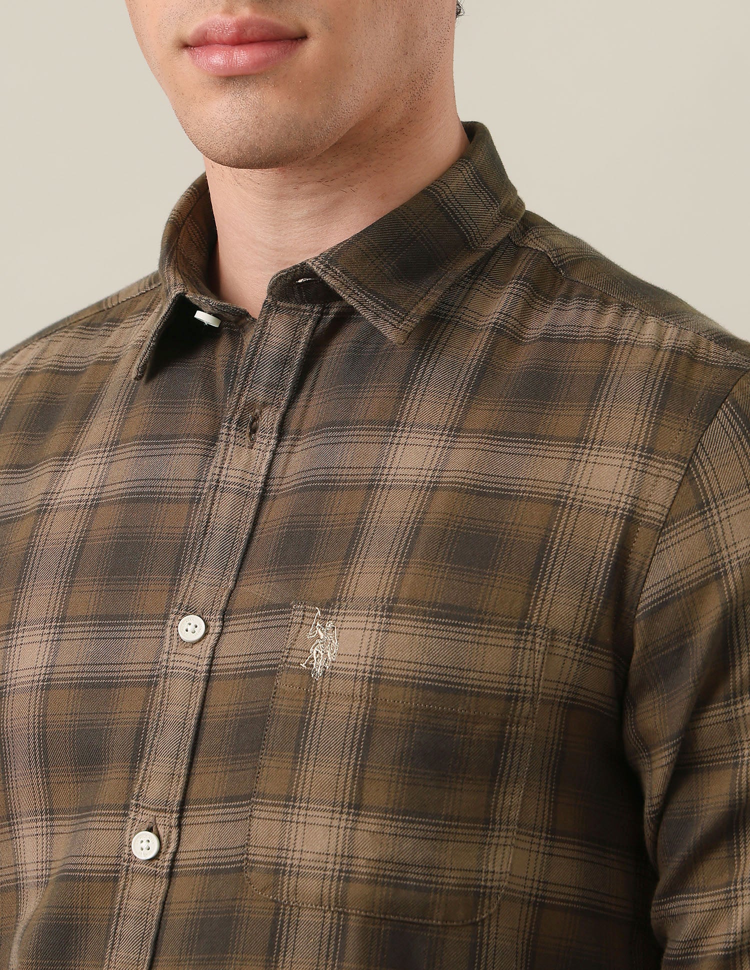 Tartan Checked Twill Shirt Brown - U.S. Polo Assn. India | Large