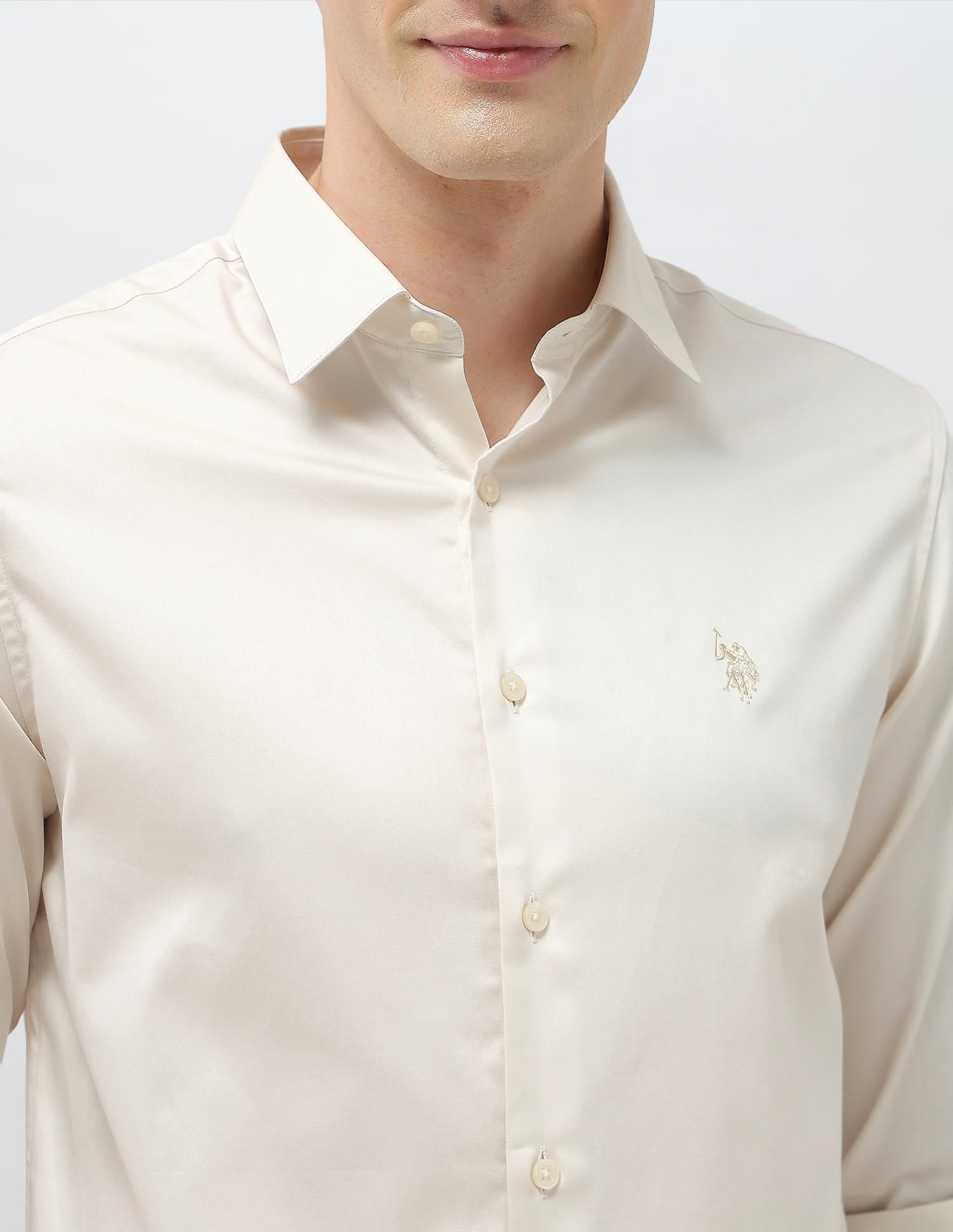 Solid Tailored Fit Shirt Ivory - U.S. Polo Assn. India | Large