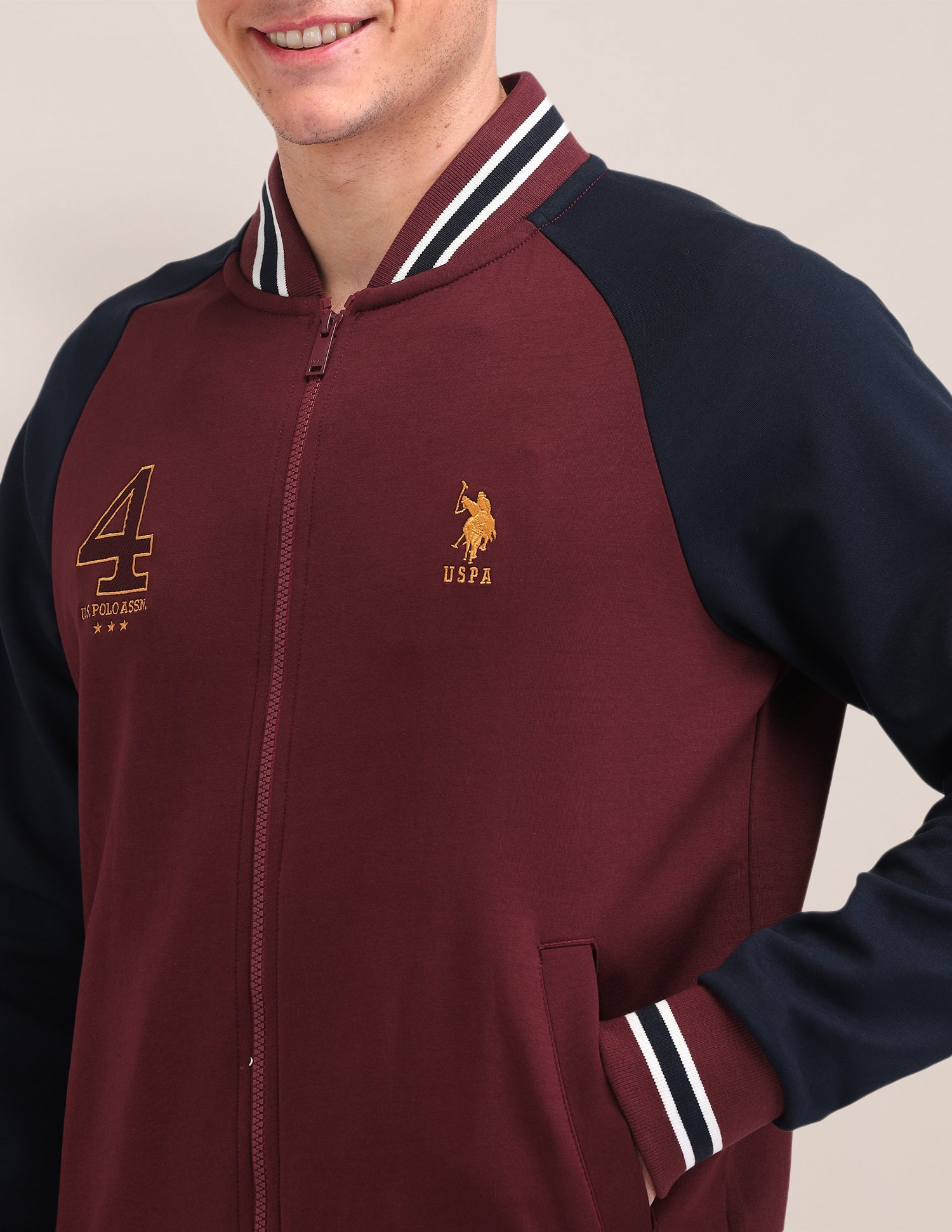 Colour Blocked Regular Fit Sweatshirt Maroon - U.S. POLO ASSN. | Large