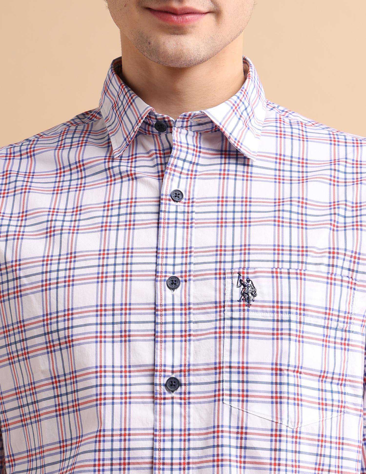 Tartan Twill Shirt White - U.S. POLO ASSN. | Large