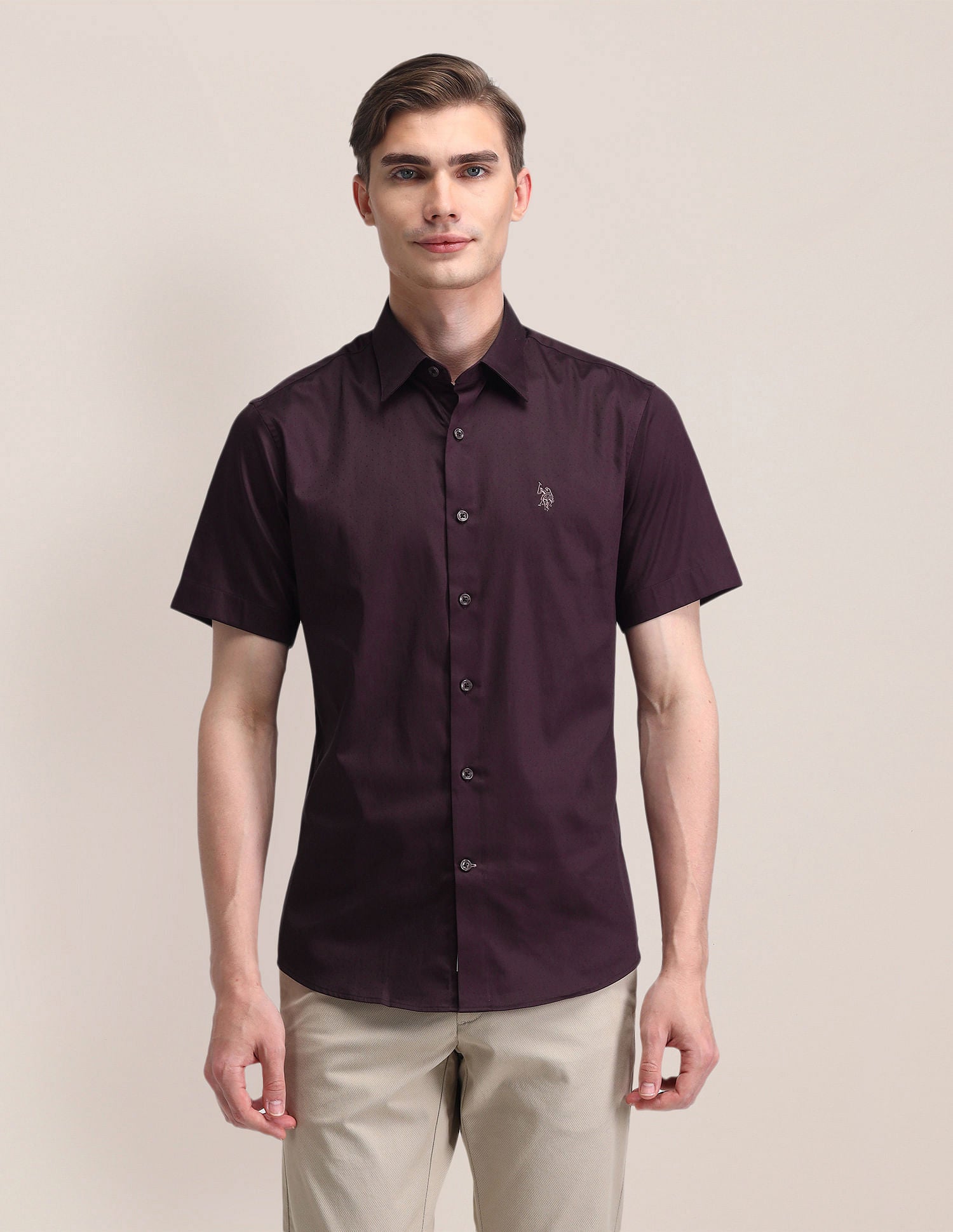Regular Fit Satin Shirt Wine - U.S. Polo Assn. India | Large