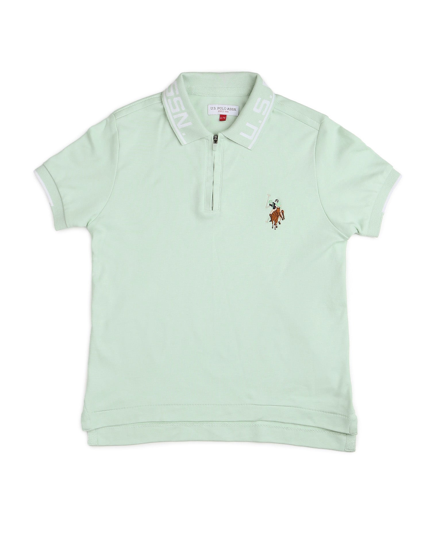 Boys Solid Pure Cotton Polo Shirt Mint - U.S. POLO ASSN. | Large