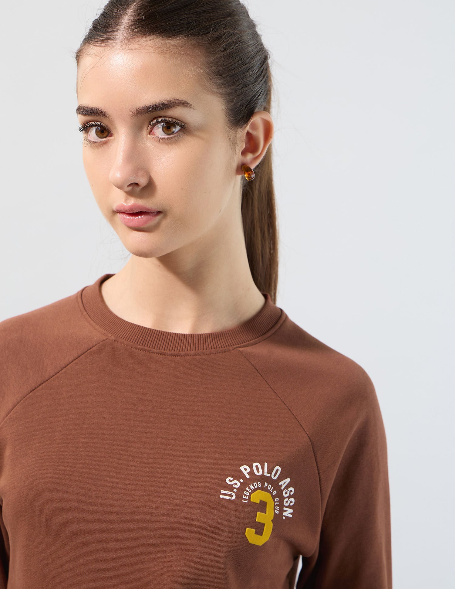 Raglan Fit Solid Sweatshirt Brown - U.S. POLO ASSN. | Large