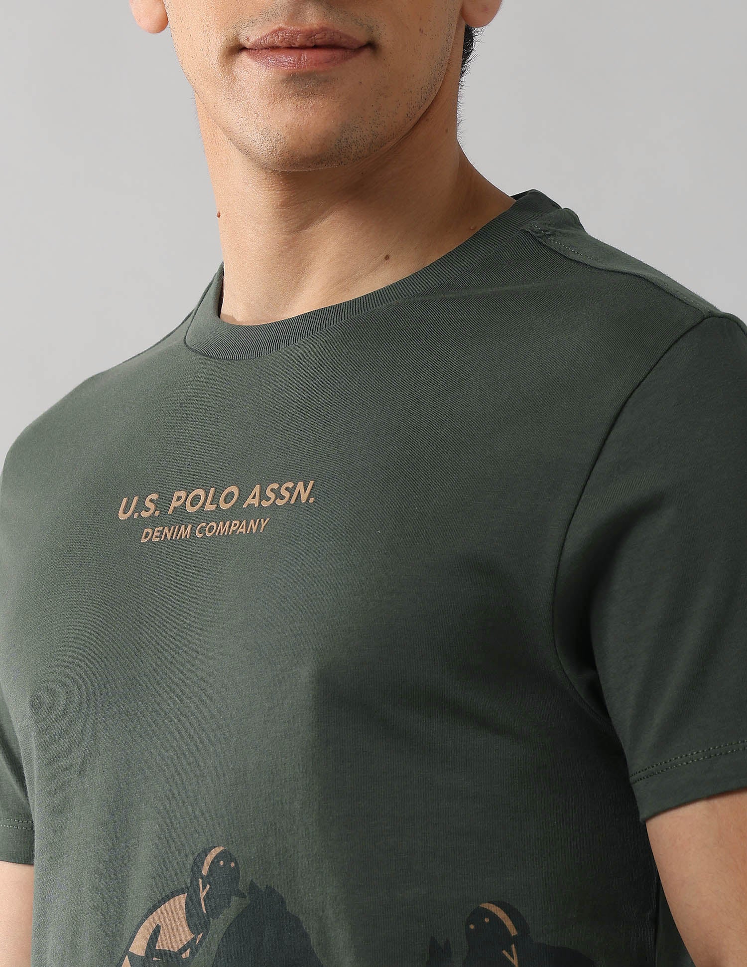 Brand Printed Outdoor T-Shirt Olive - U.S. Polo Assn. India | Large