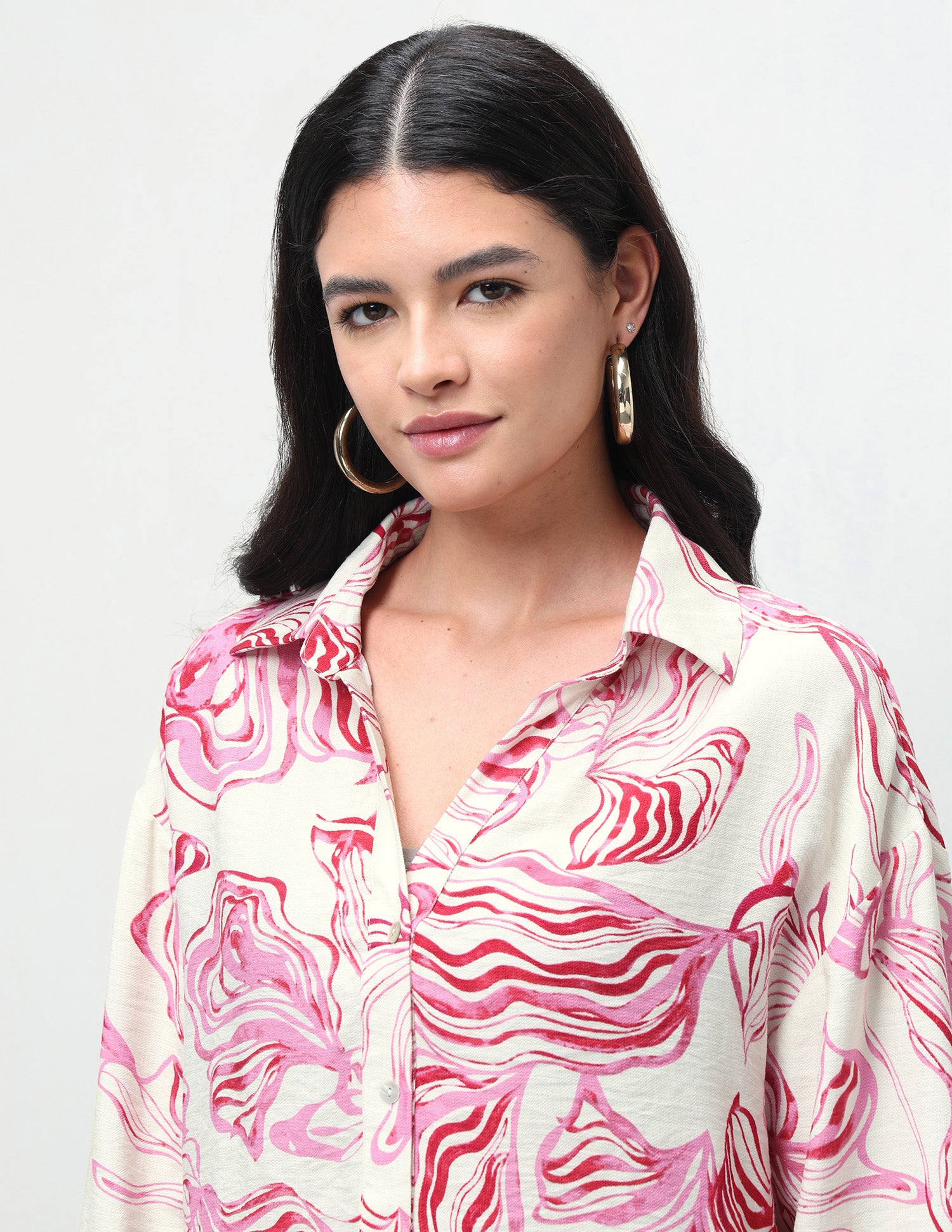 Abstract Printed Relaxed Fit Shirt Off-White - U.S. Polo Assn. India | Large