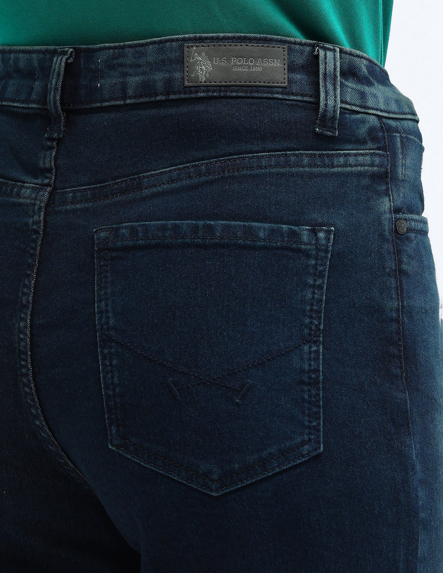 High Rise Straight Fit Jeans Dark Blue - U.S. POLO ASSN. | Large