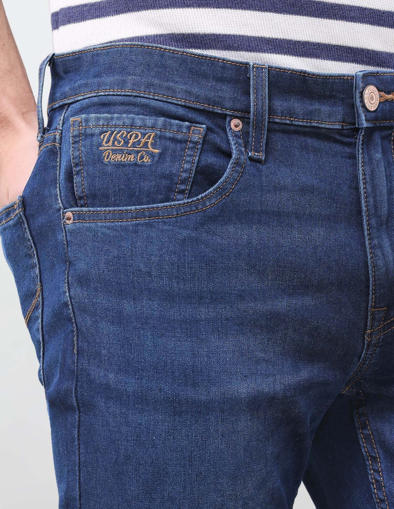 Solid Slim Tapered Fit Jeans Blue - U.S. Polo Assn. India | Large