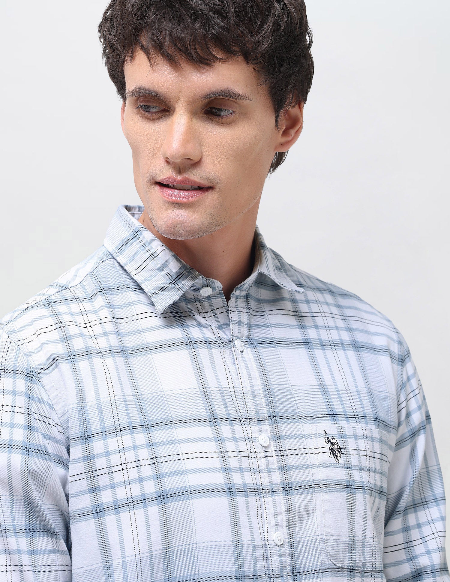 Twill Tartan Checked Shirt Blue - U.S. Polo Assn. India | Large