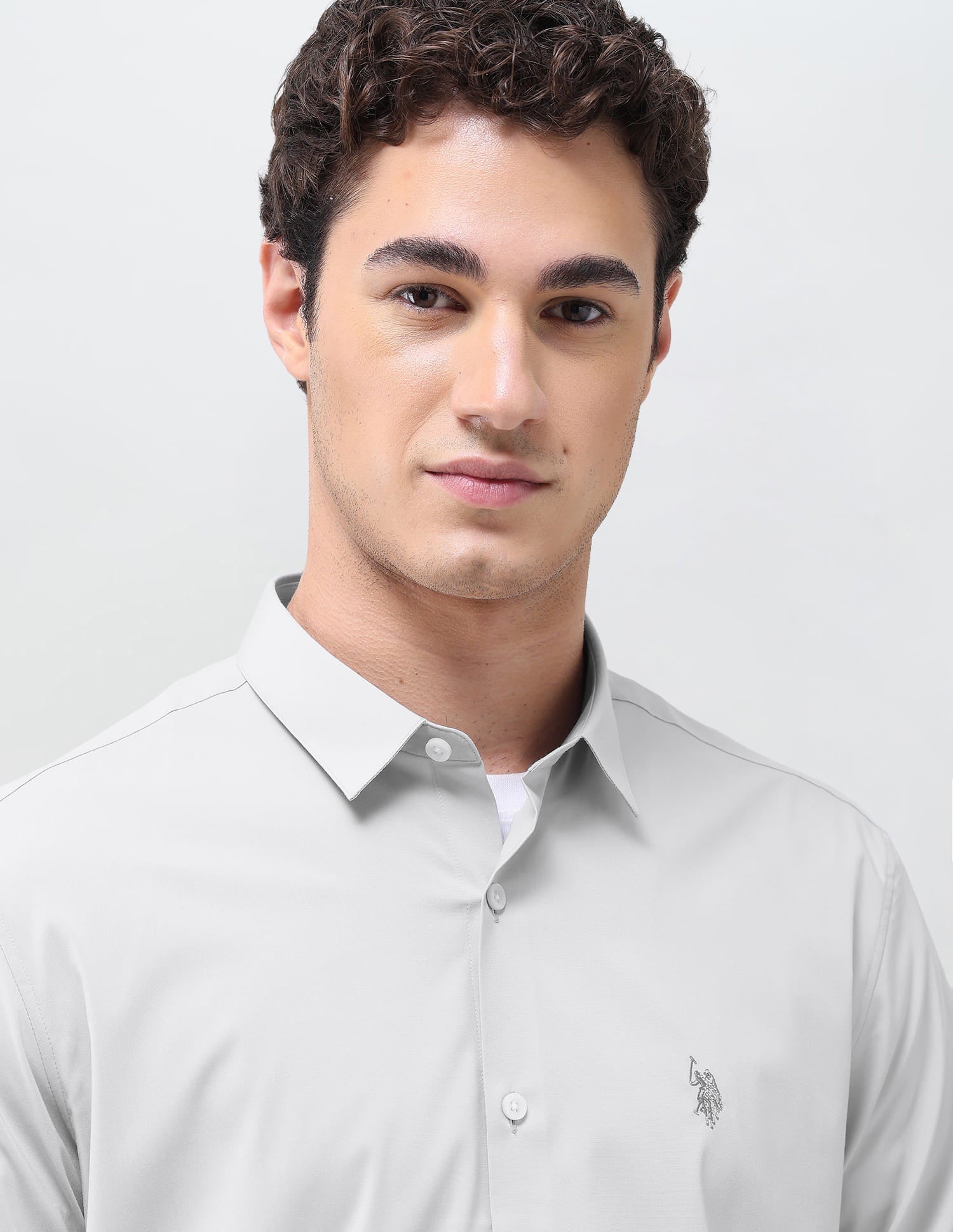 Solid Regular Fit Shirt Grey - U.S. Polo Assn. India | Large