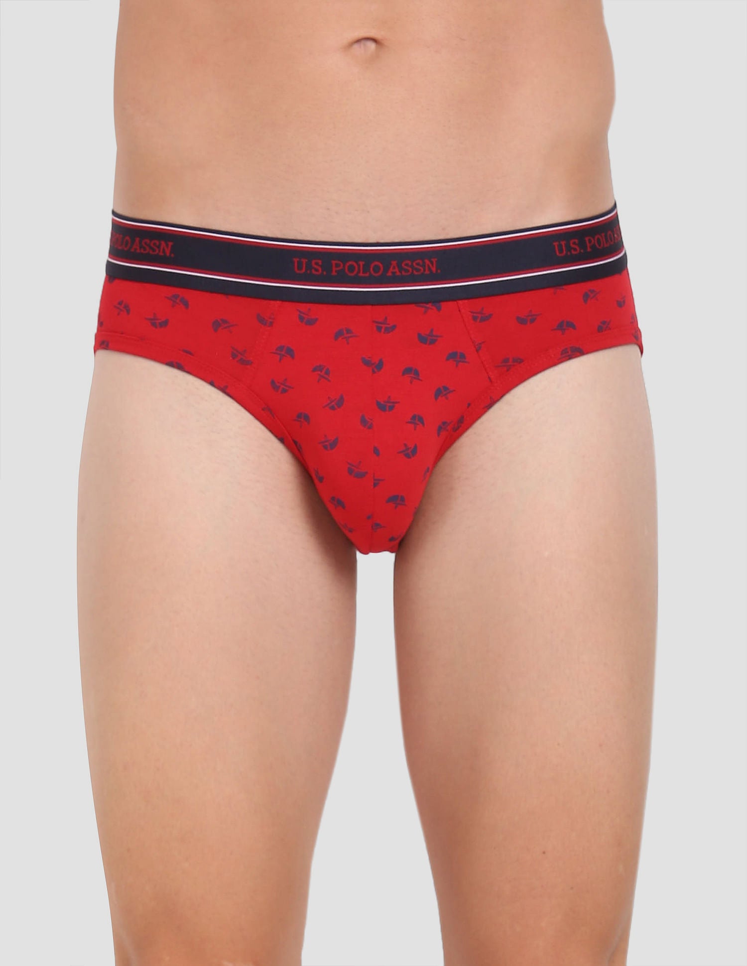 Printed Cotton Stretch Jersey I615 Briefs - Pack Of 1 Red - U.S. POLO ASSN. | Large