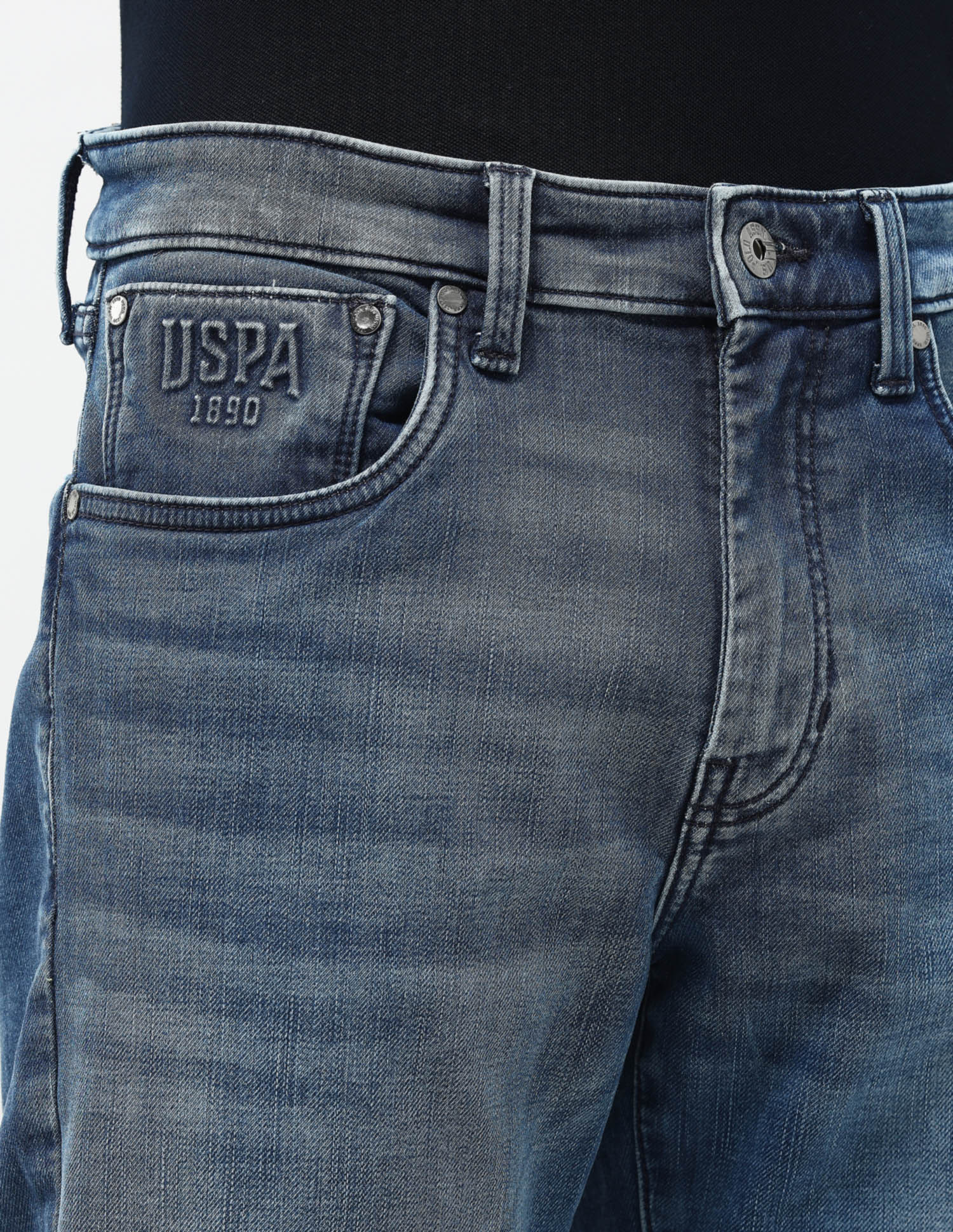 Harold Slim Straight Fit Blue Jeans Mid Wash - U.S. POLO ASSN. | Large