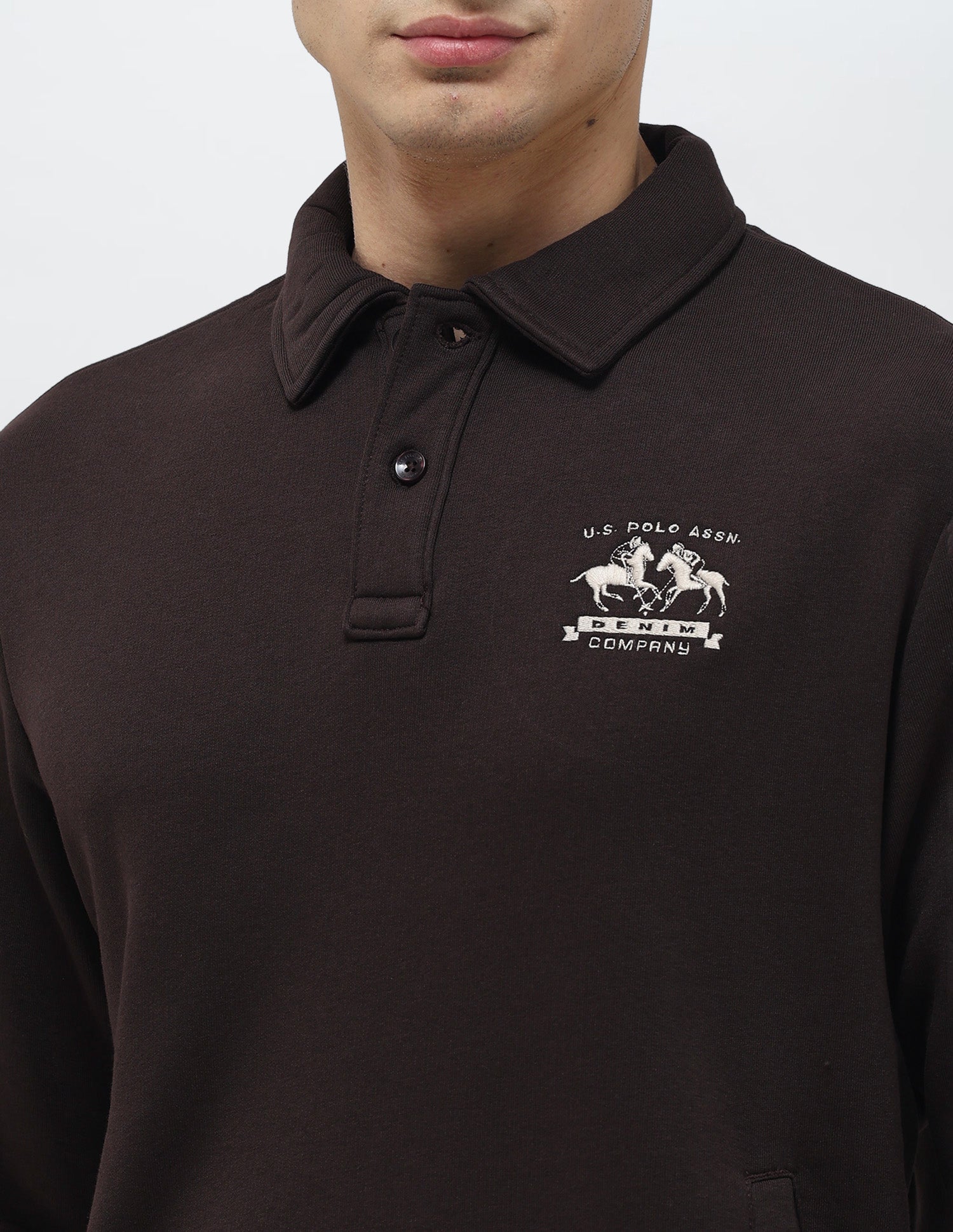 Solid Regular Fit Sweatshirt Dark Brown - U.S. POLO ASSN. | Large