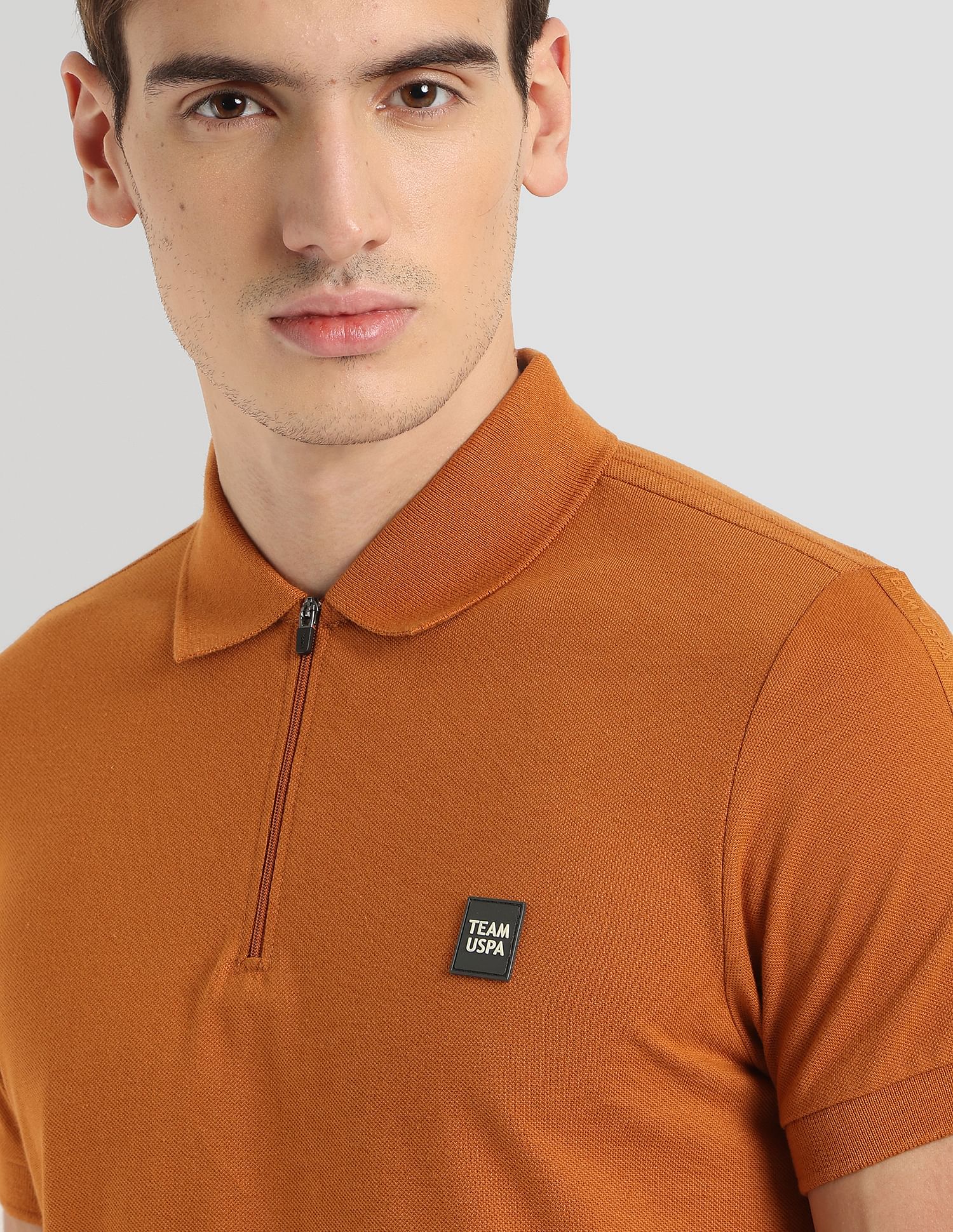 Silicone Brand Tape Athleisure Polo Shirt Ochre - U.S. POLO ASSN. | Large