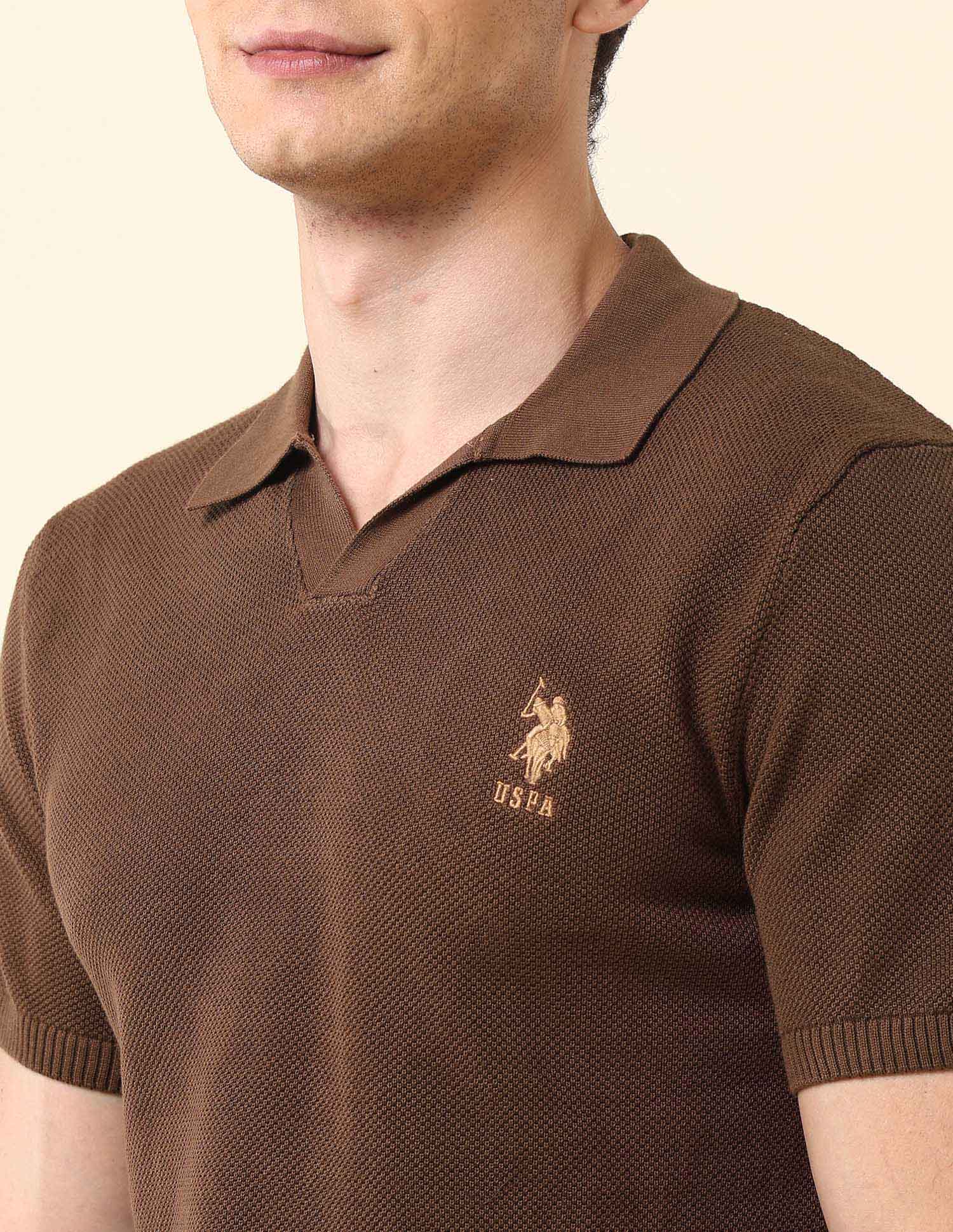 Slim Fit Monochrome Polo Shirt Brown - U.S. Polo Assn. India | Large