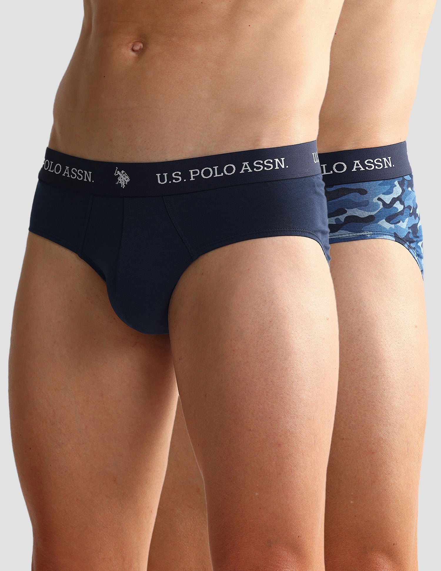 Elasticized Waist OEB09 Briefs - Pack Of 2 Camo Navy and Navy - U.S. POLO ASSN. | Large