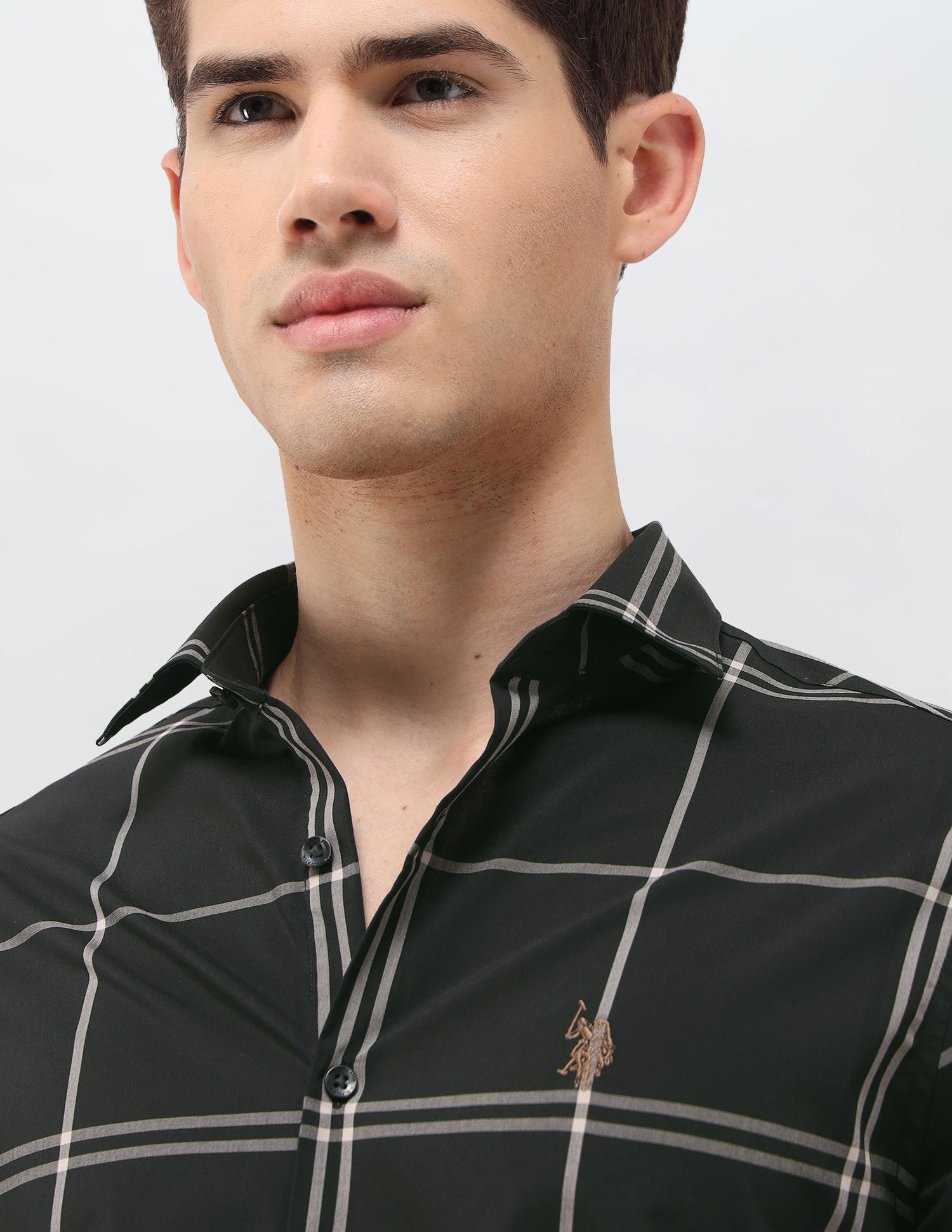 Grid Tattersall Checked Regular Fit Shirt Dark Olive - U.S. Polo Assn. India | Large