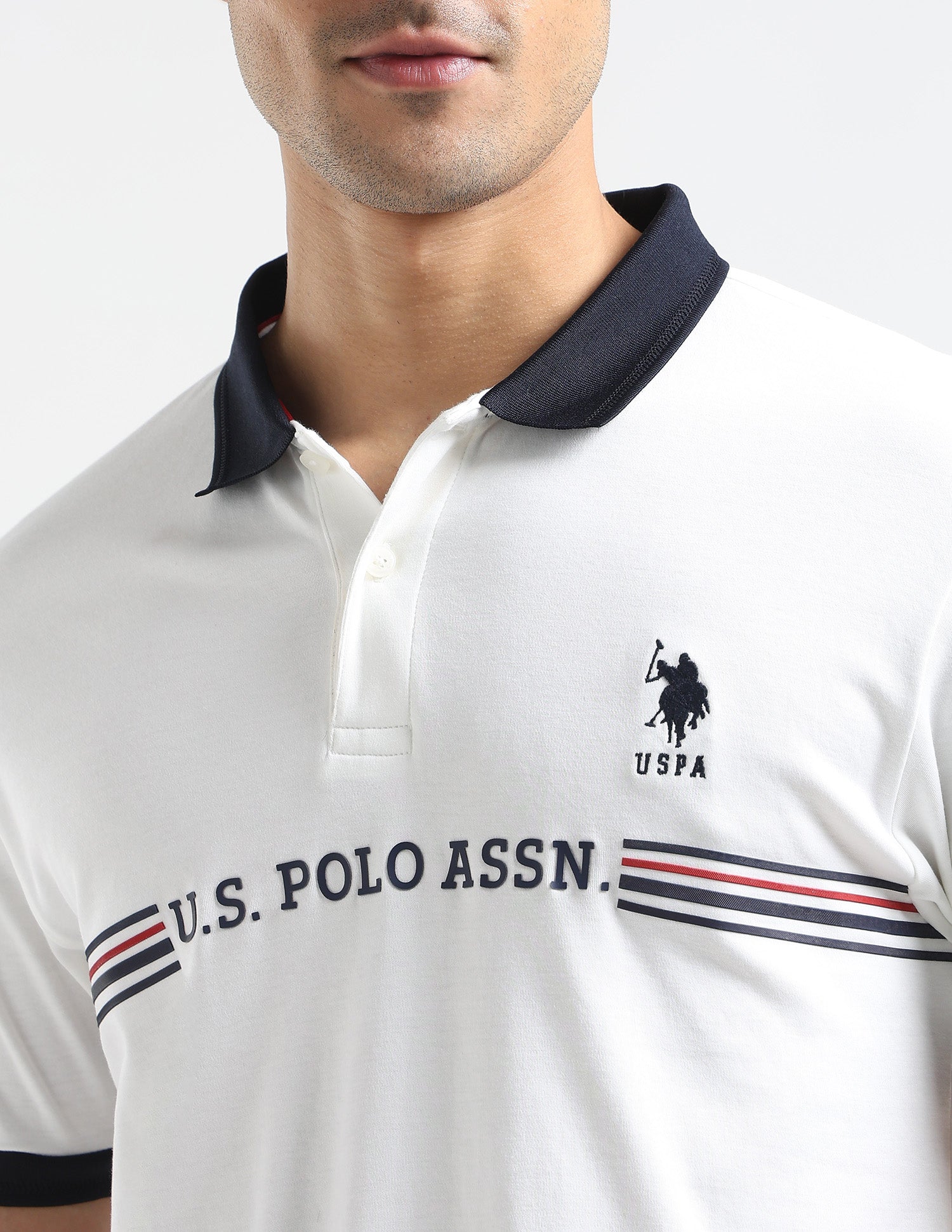 Brand Embossed Regular Fit Polo Shirt White - U.S. POLO ASSN. | Large