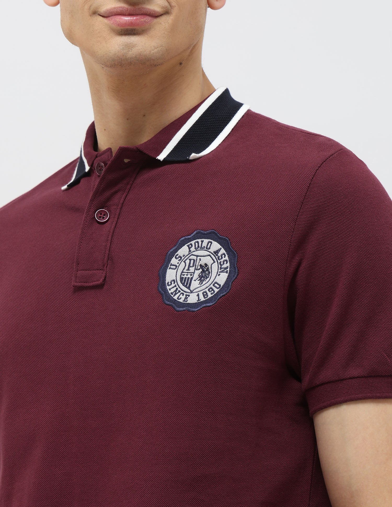 Pure Cotton Muscle Fit Polo Shirt Maroon - U.S. Polo Assn. India | Large