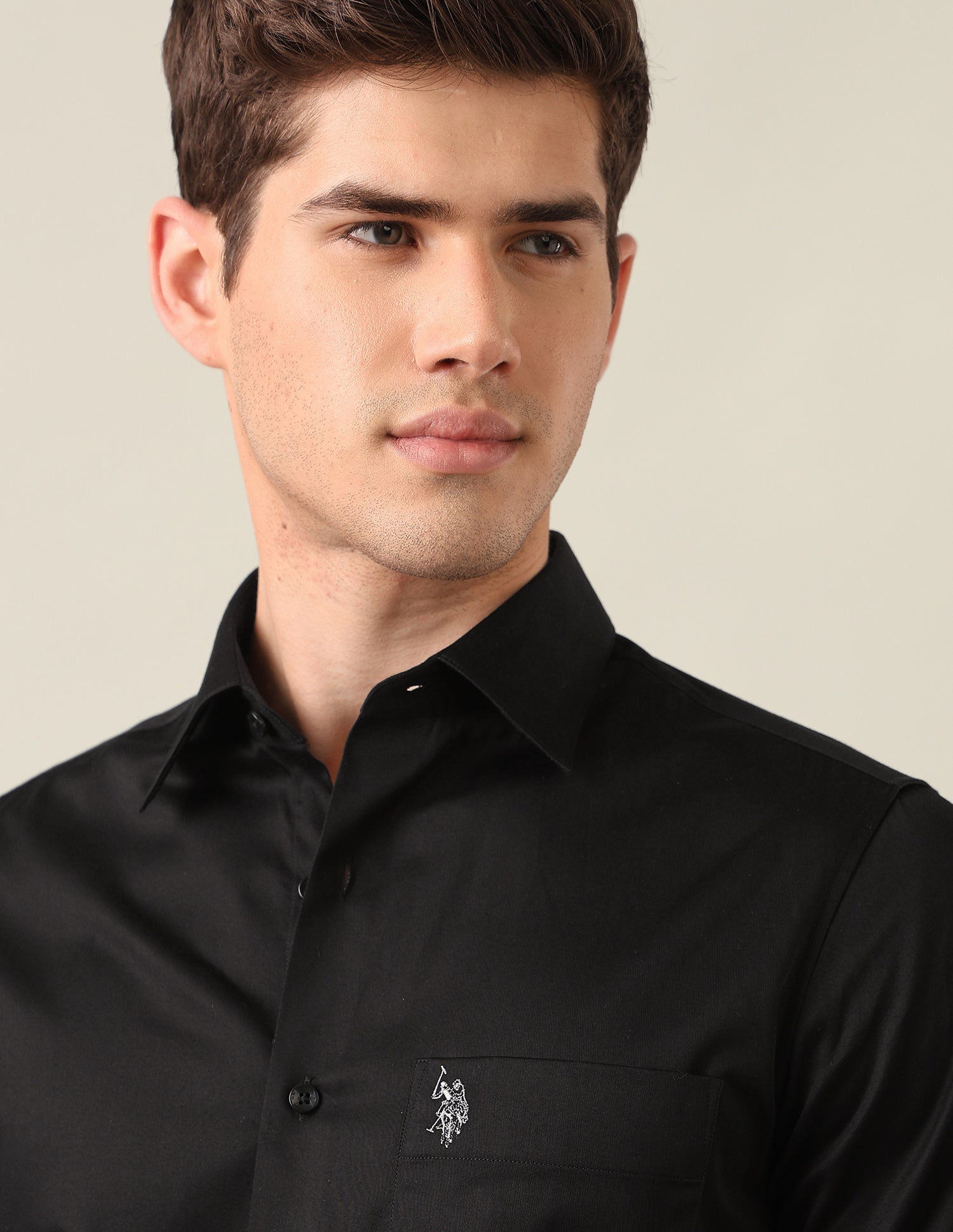 Satin Tailored Fit Shirt Black - U.S. Polo Assn. India | Large