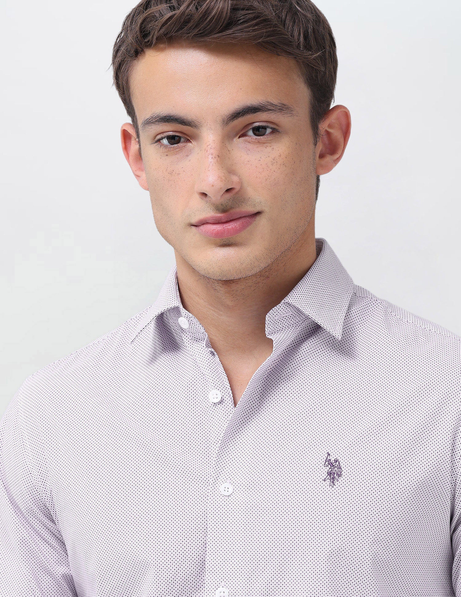 Geometric Printed Regular Fit Shirt Purple - U.S. Polo Assn. India | Large