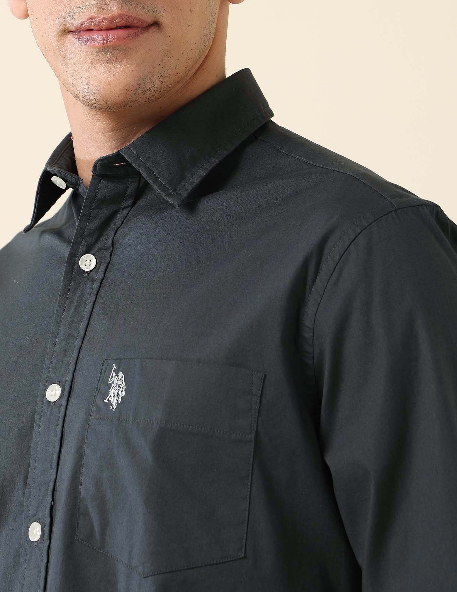Poplin Solid Stretch Shirt Grey - U.S. Polo Assn. India | Large