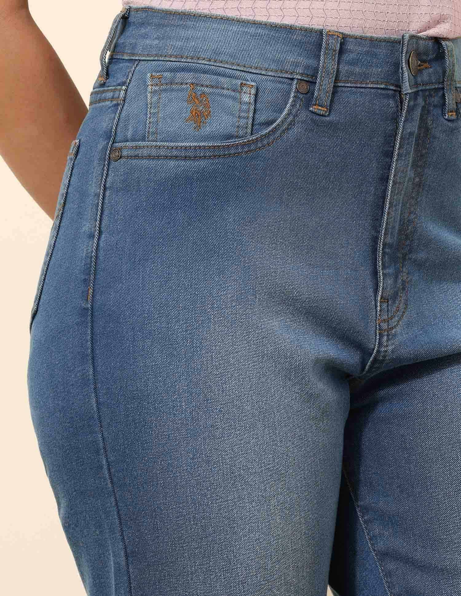 High Rise Mom Fit Jeans Blue - U.S. POLO ASSN. | Large