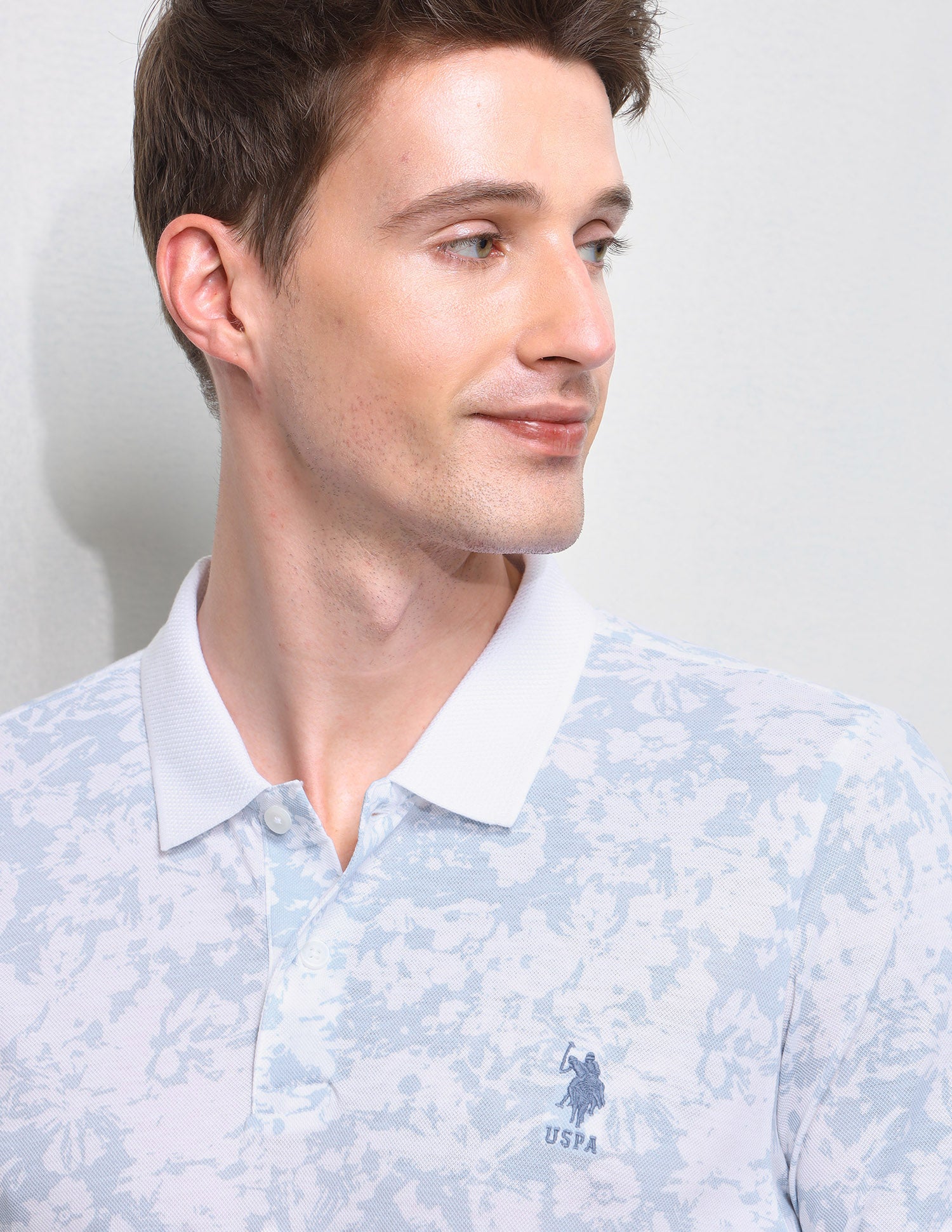 All Over Printed Slim Fit Polo Shirt Light Blue - U.S. Polo Assn. India | Large